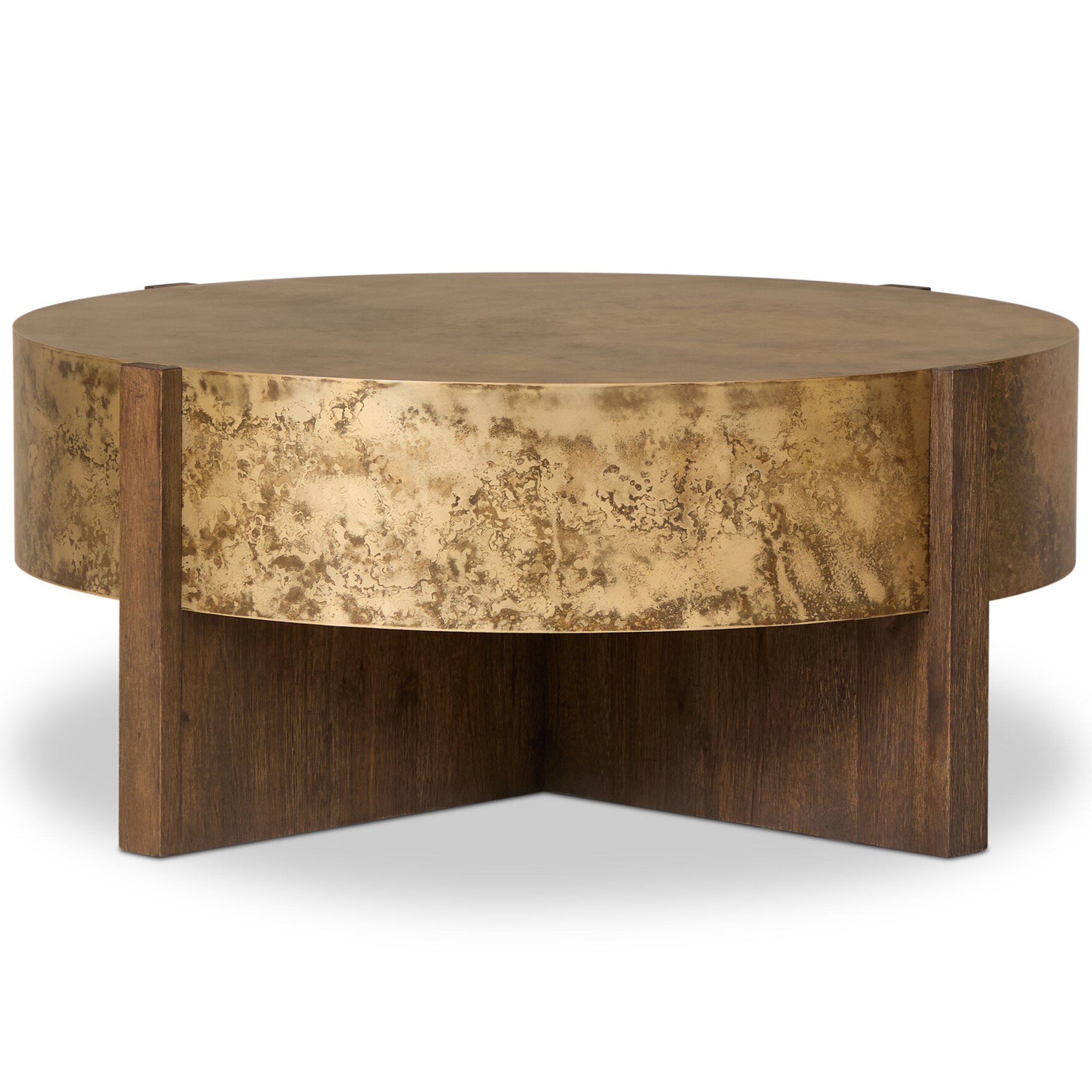 Bingham Coffee Table, Antiqued Brass Aluminum