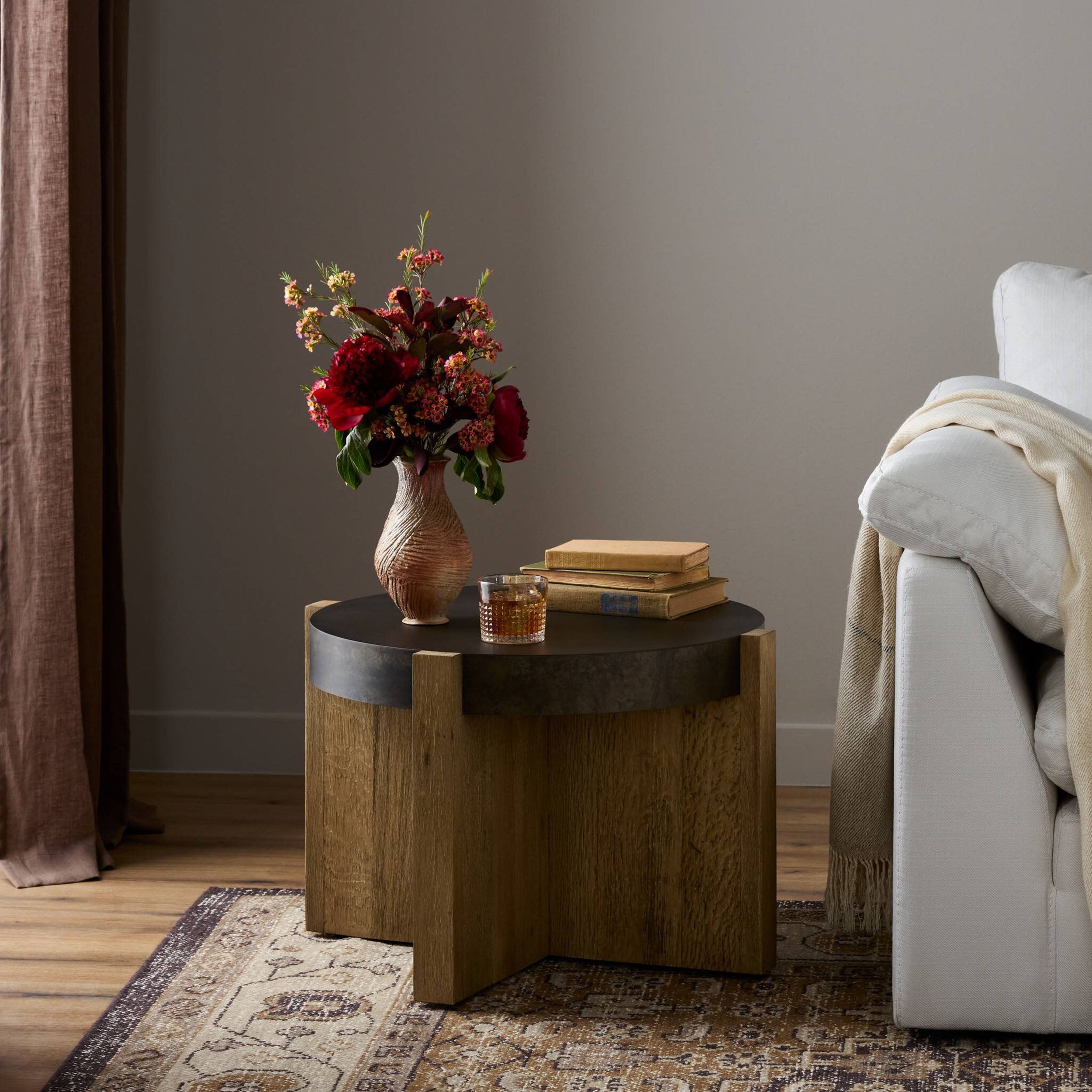 Bingham End Table, Rustic Oak Veneer