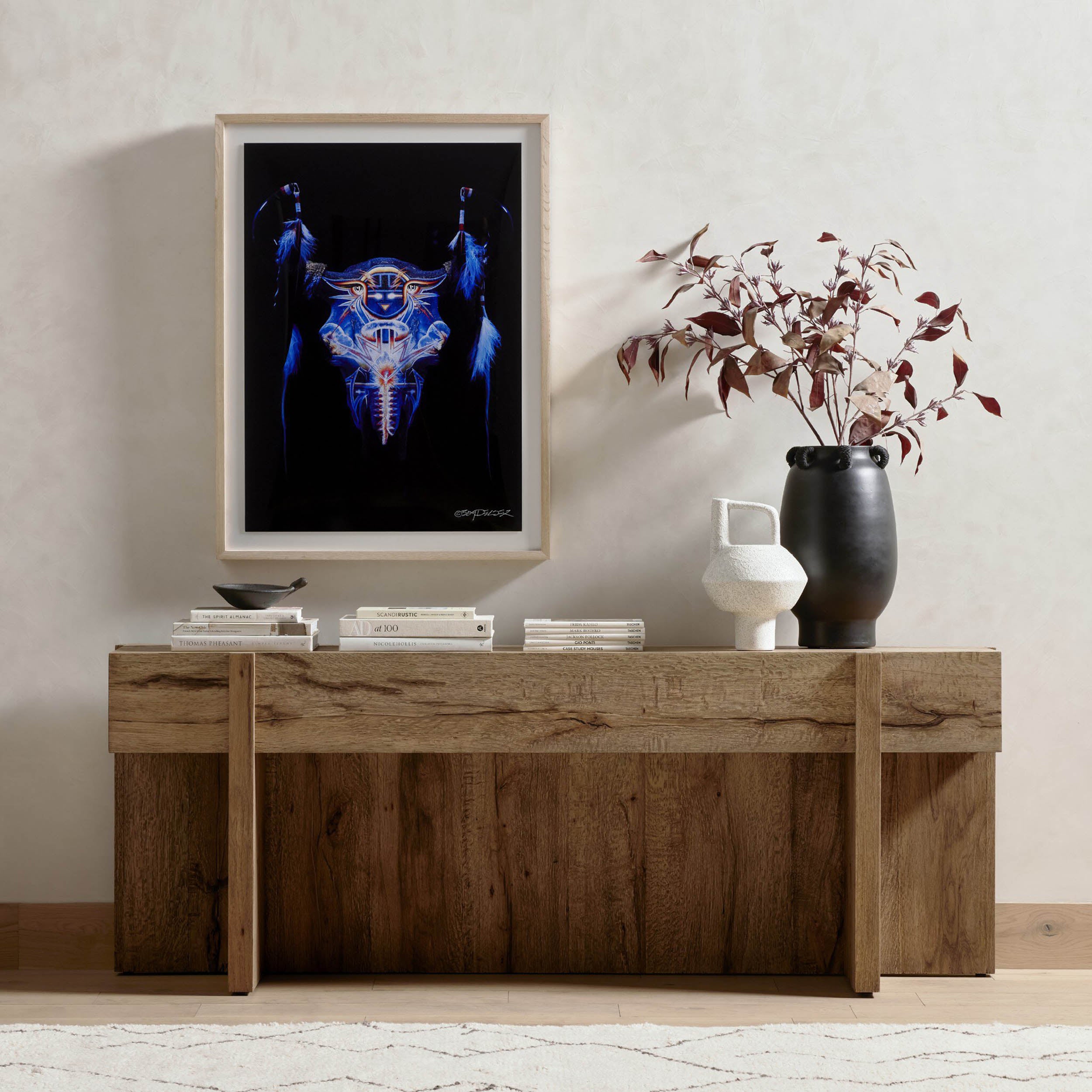 Bingham Console Table, Rustic Oak Veneer, Rustic Oak Veneer