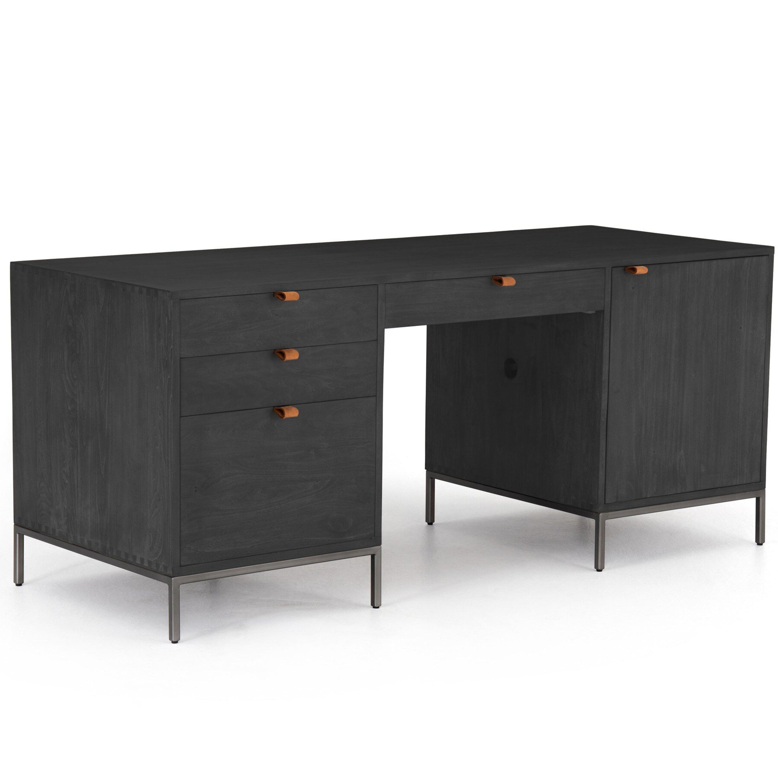 Trey Executive Desk, Black Wash Poplar