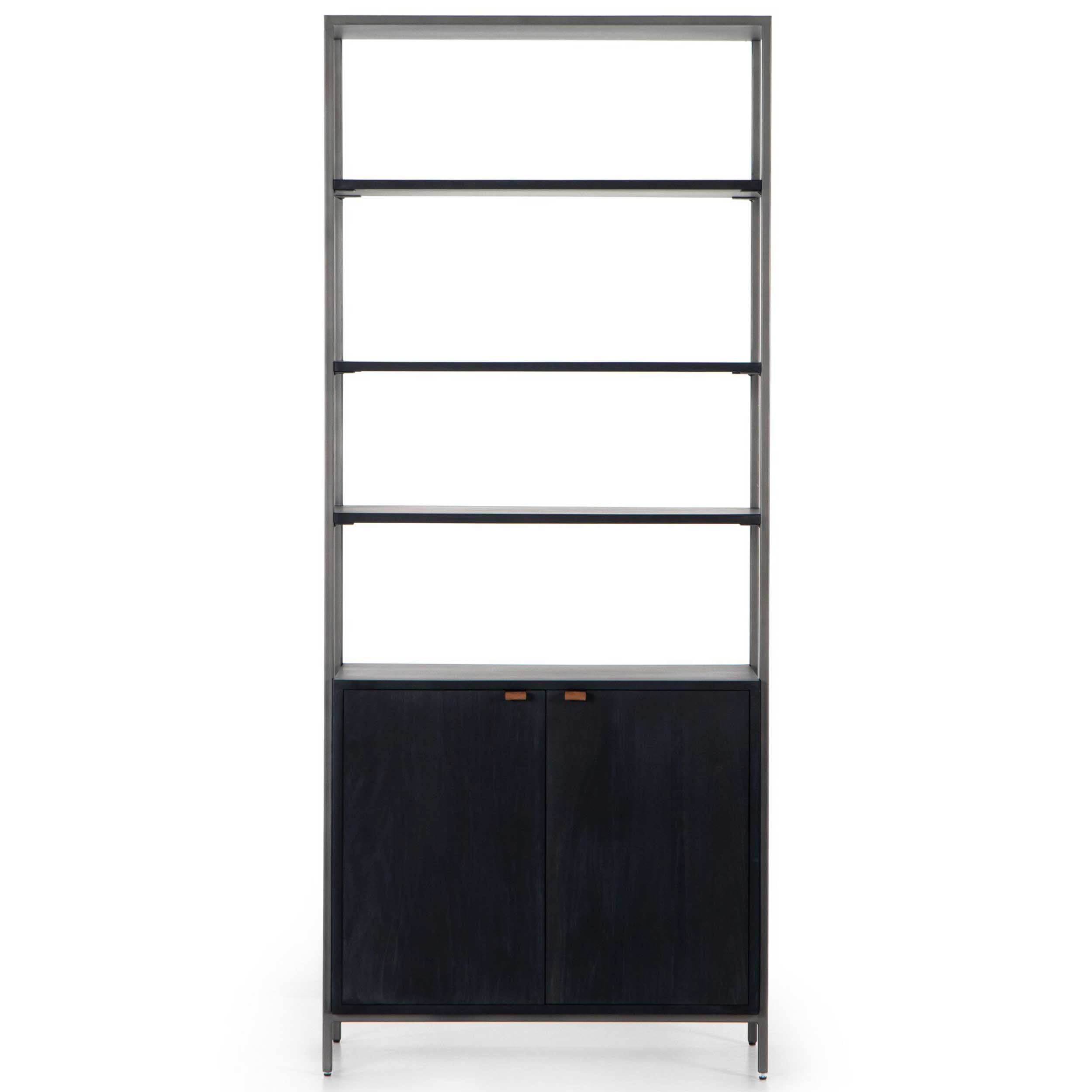 Trey Modular Wide Bookcase, Black Wash Poplar