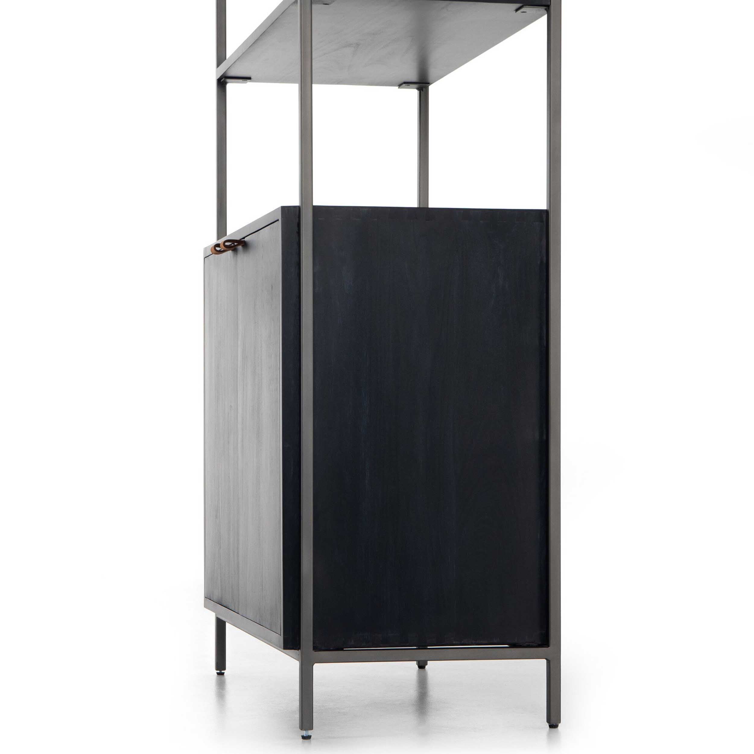 Trey Modular Wide Bookcase, Black Wash Poplar