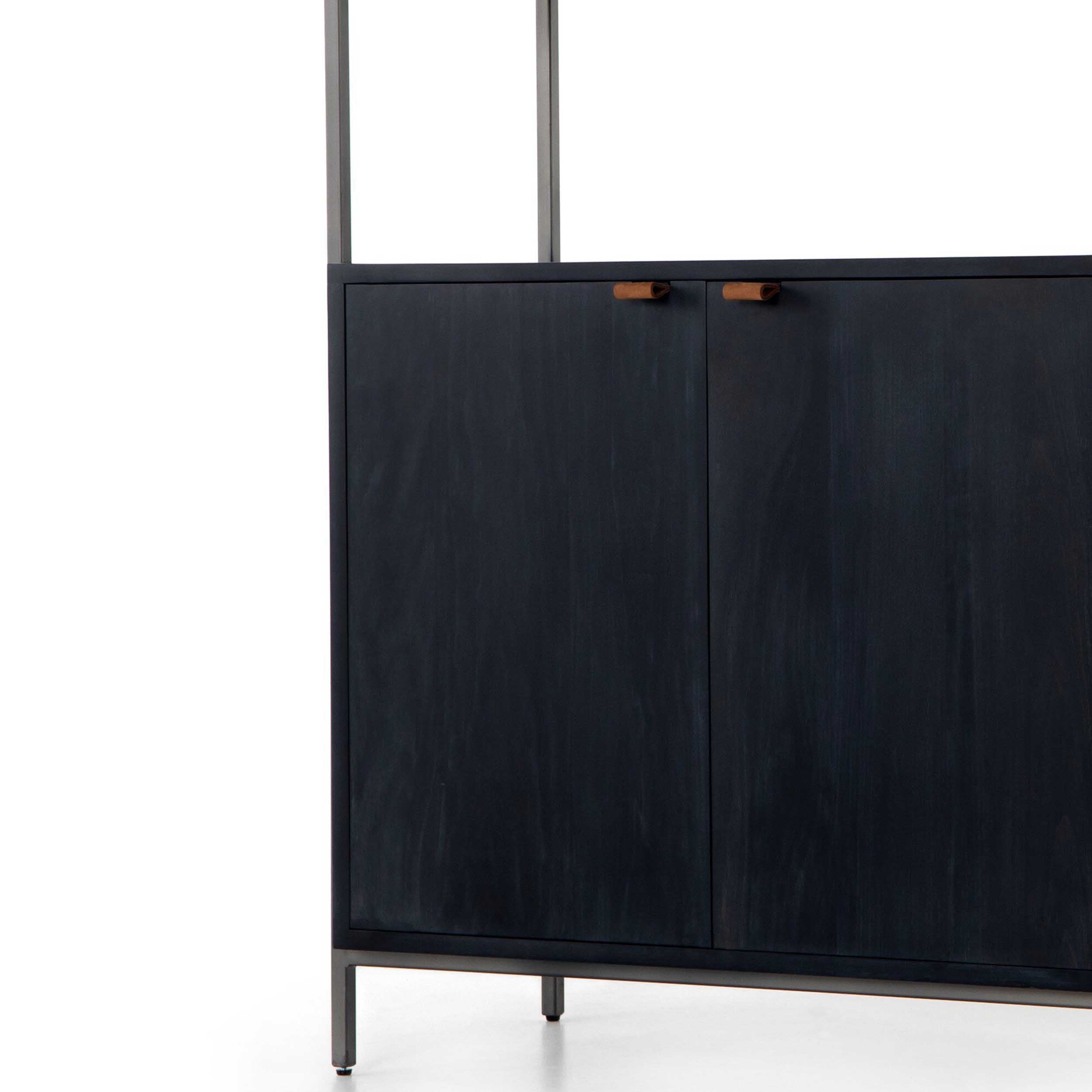 Trey Modular Wide Bookcase, Black Wash Poplar