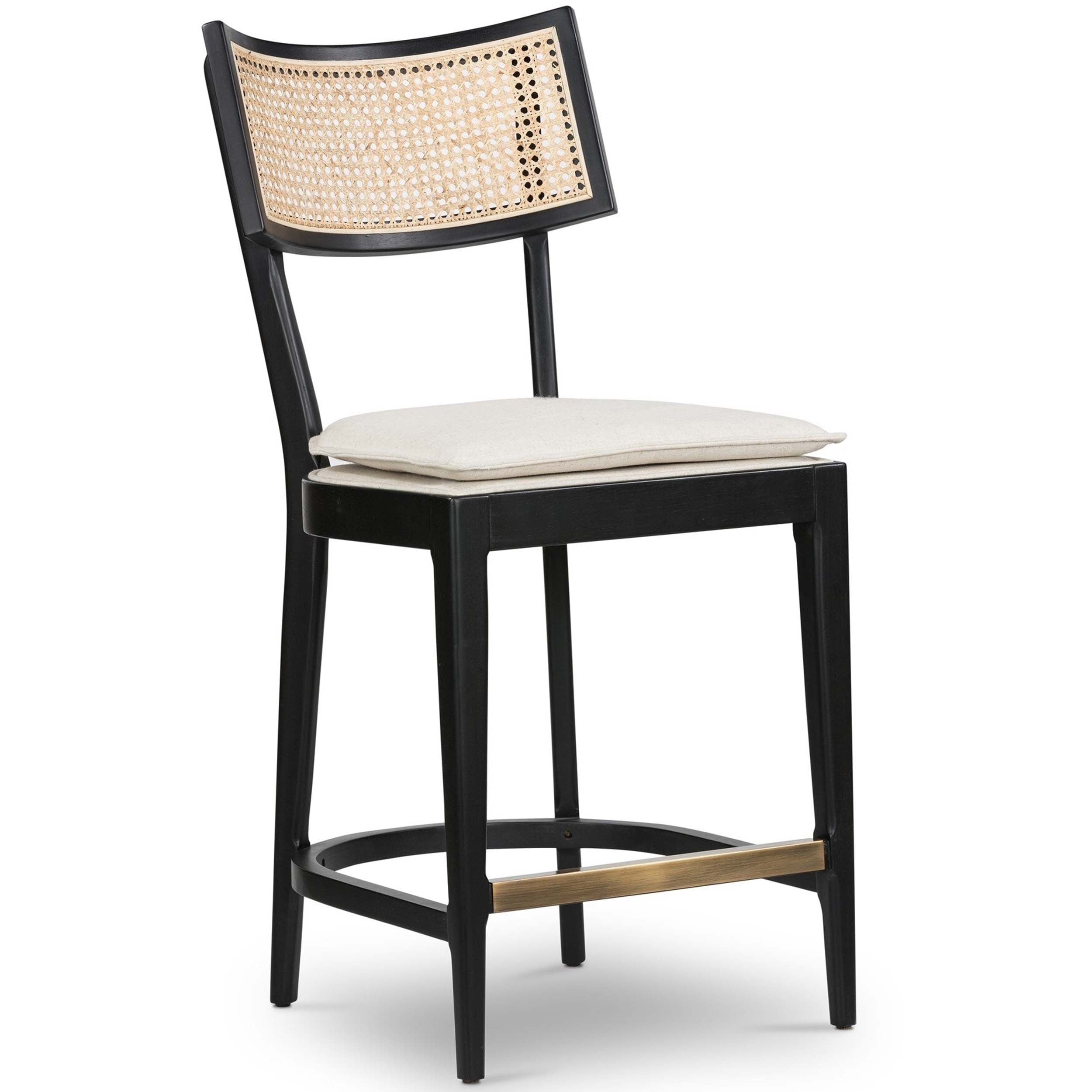 Britt Counter Stool, Savile Flax, Brushed Ebony