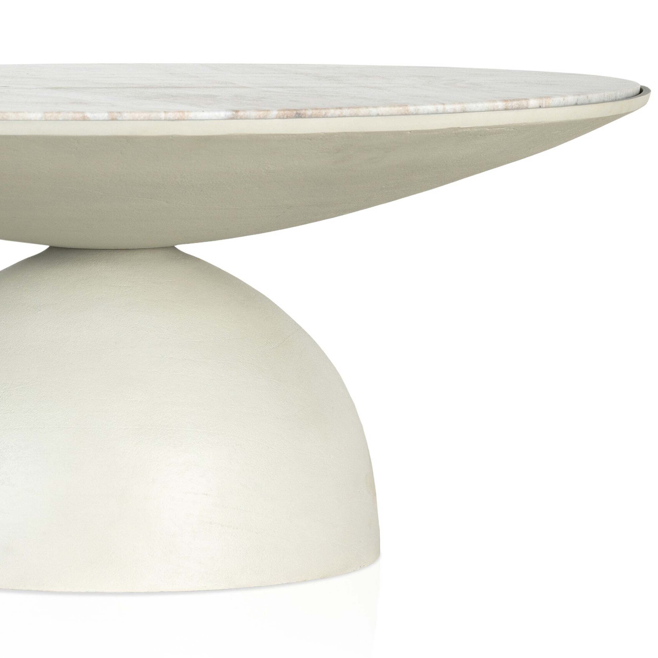 Corbett Coffee Table, Creamy Taupe Marble, Textured Matte White