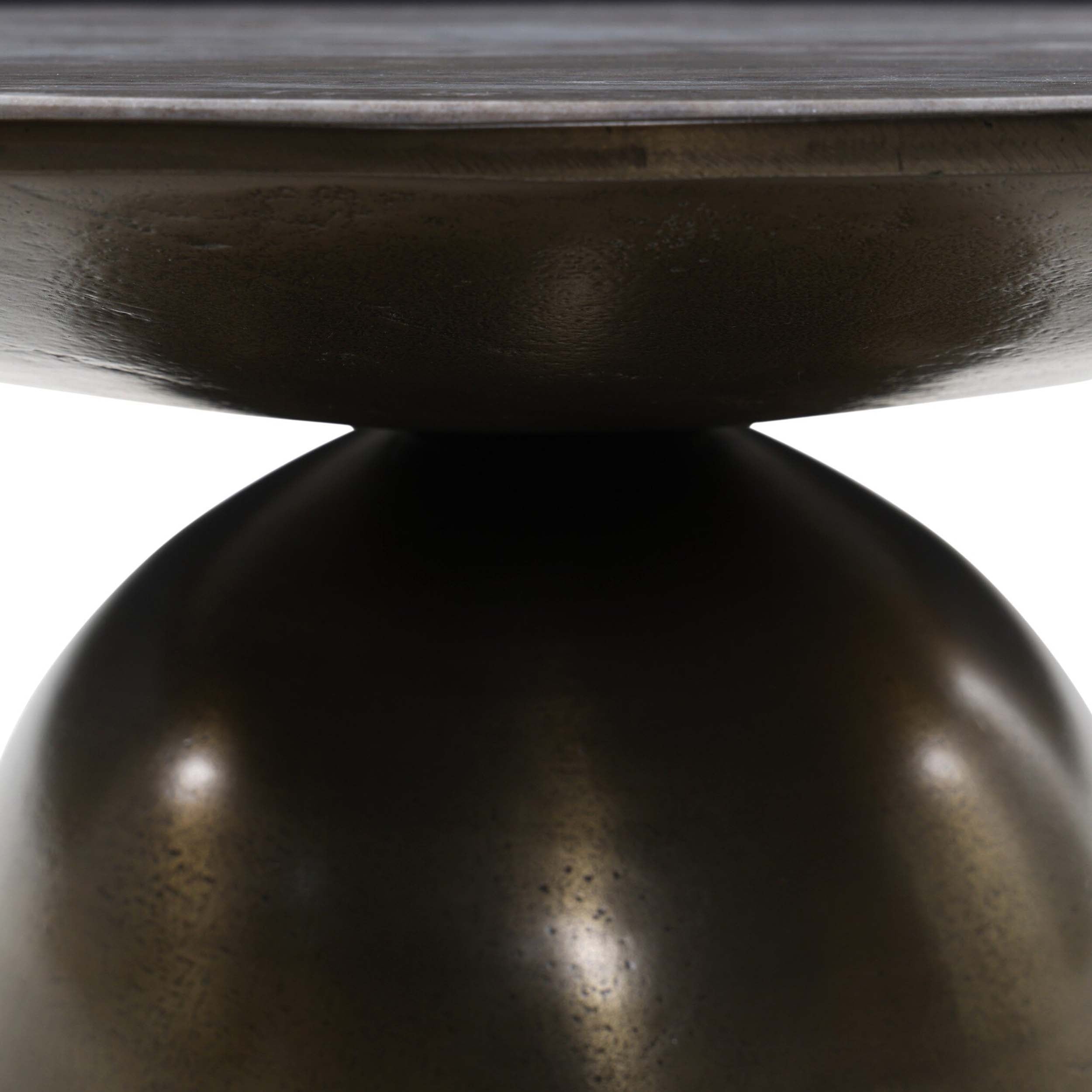 Corbett Coffee Table, Creamy Taupe Marble, Aged Bronze