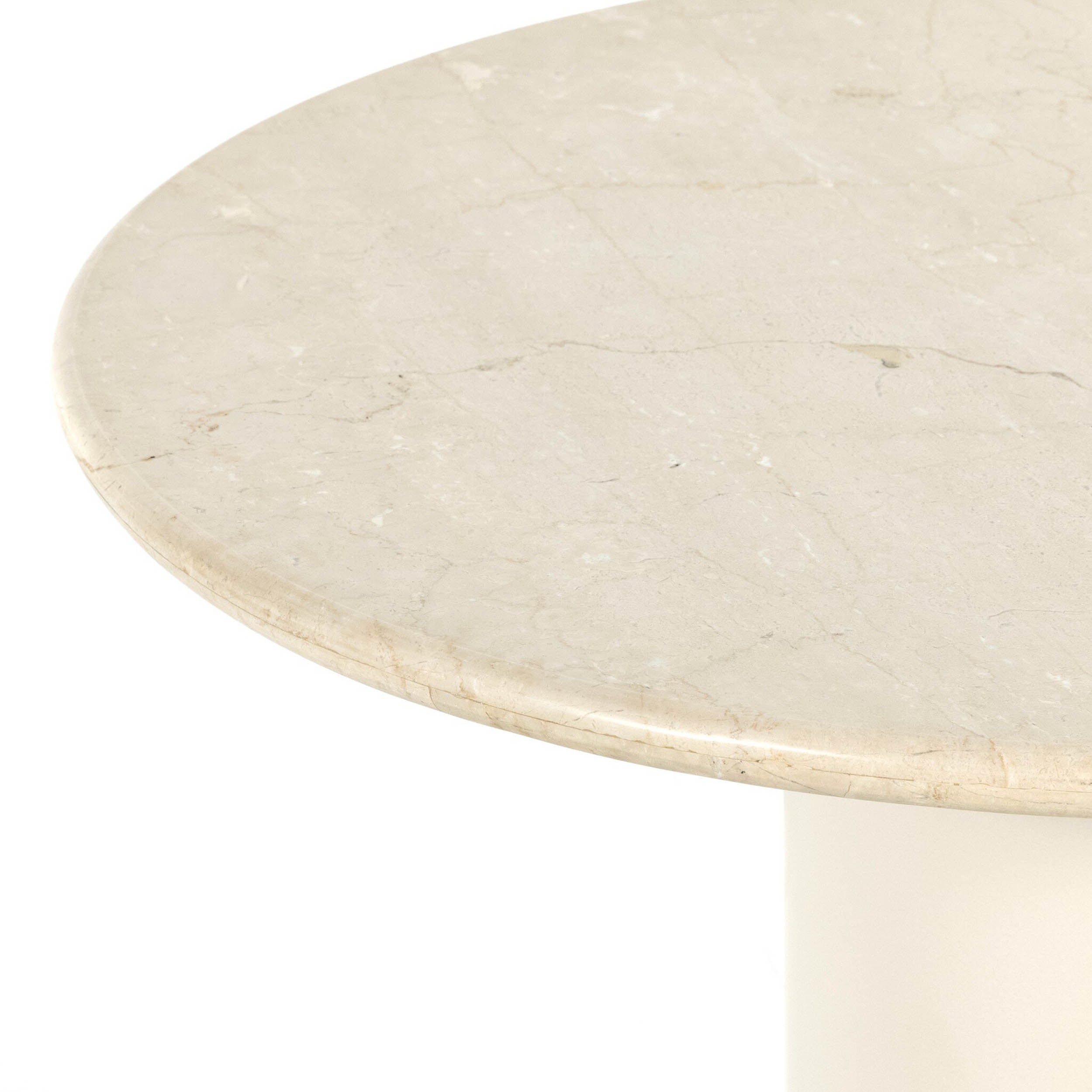 Belle Round Dining Table, Cream Marble