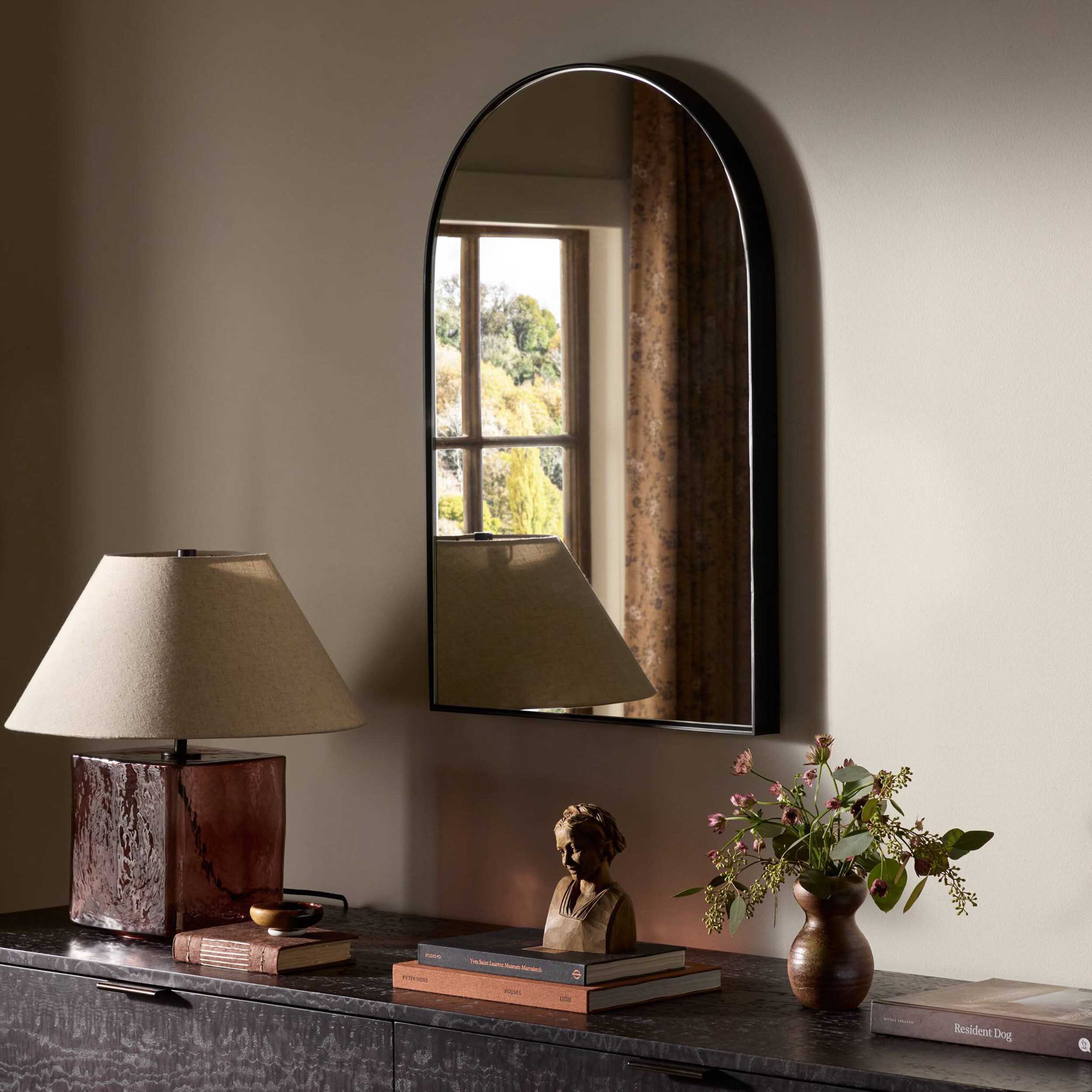 Georgina Small Mirror, Iron Matte Black