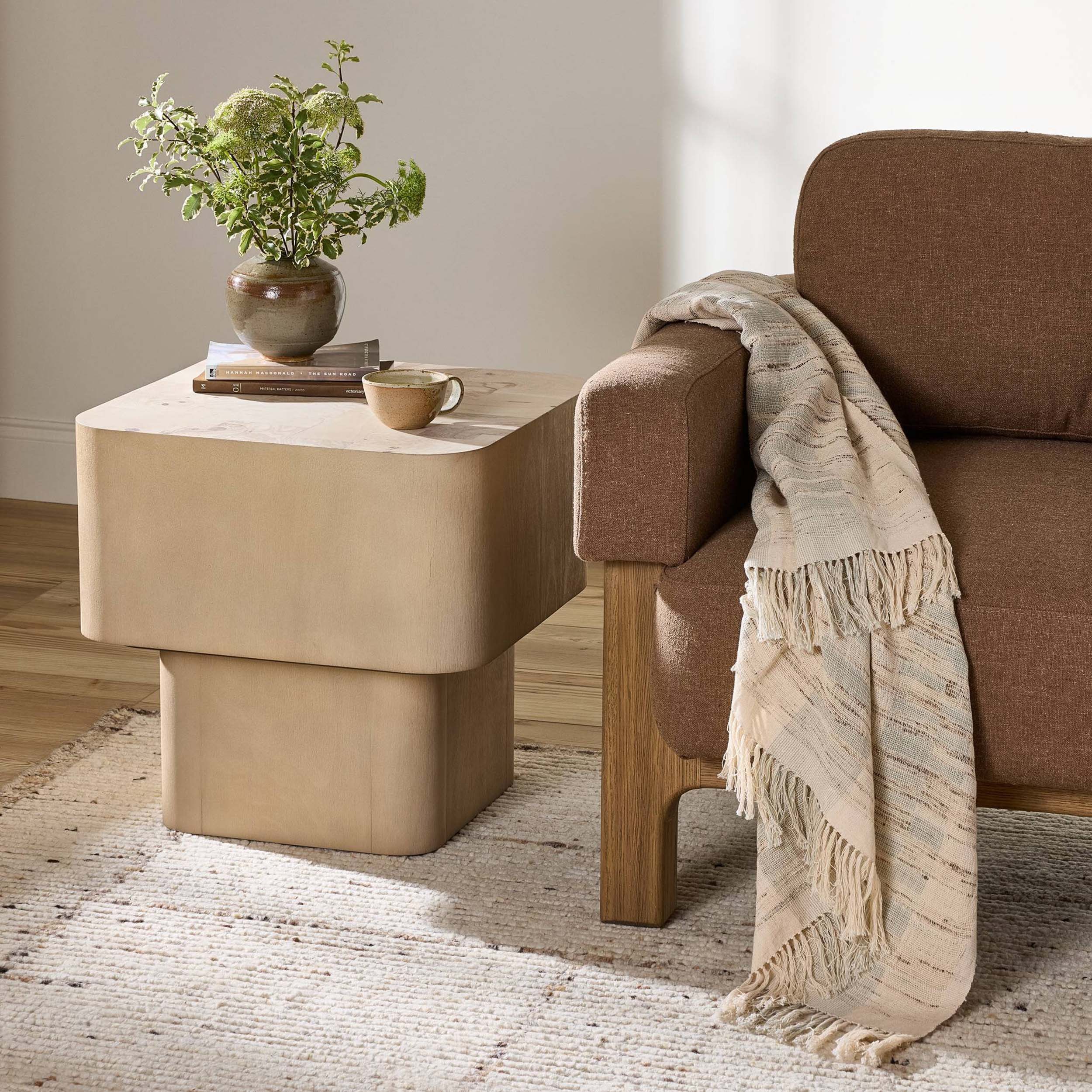 Blanco End Table, Bleached Burl