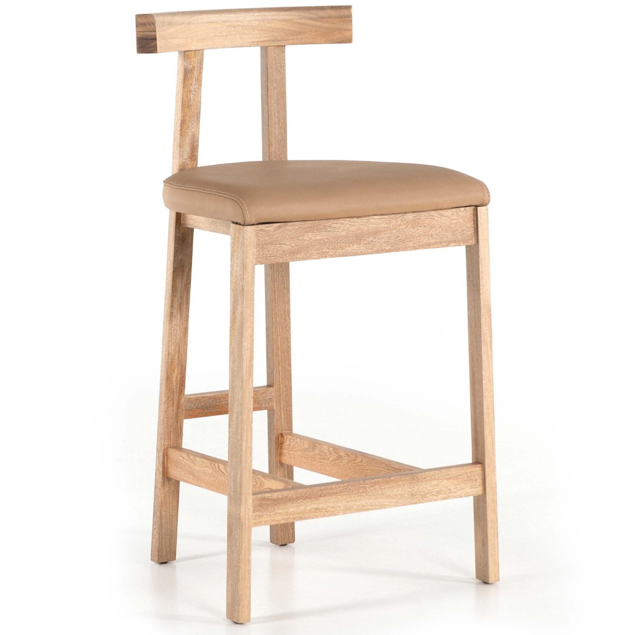 Tex Bar + Counter Stool, Natural Leather, Natural Leather