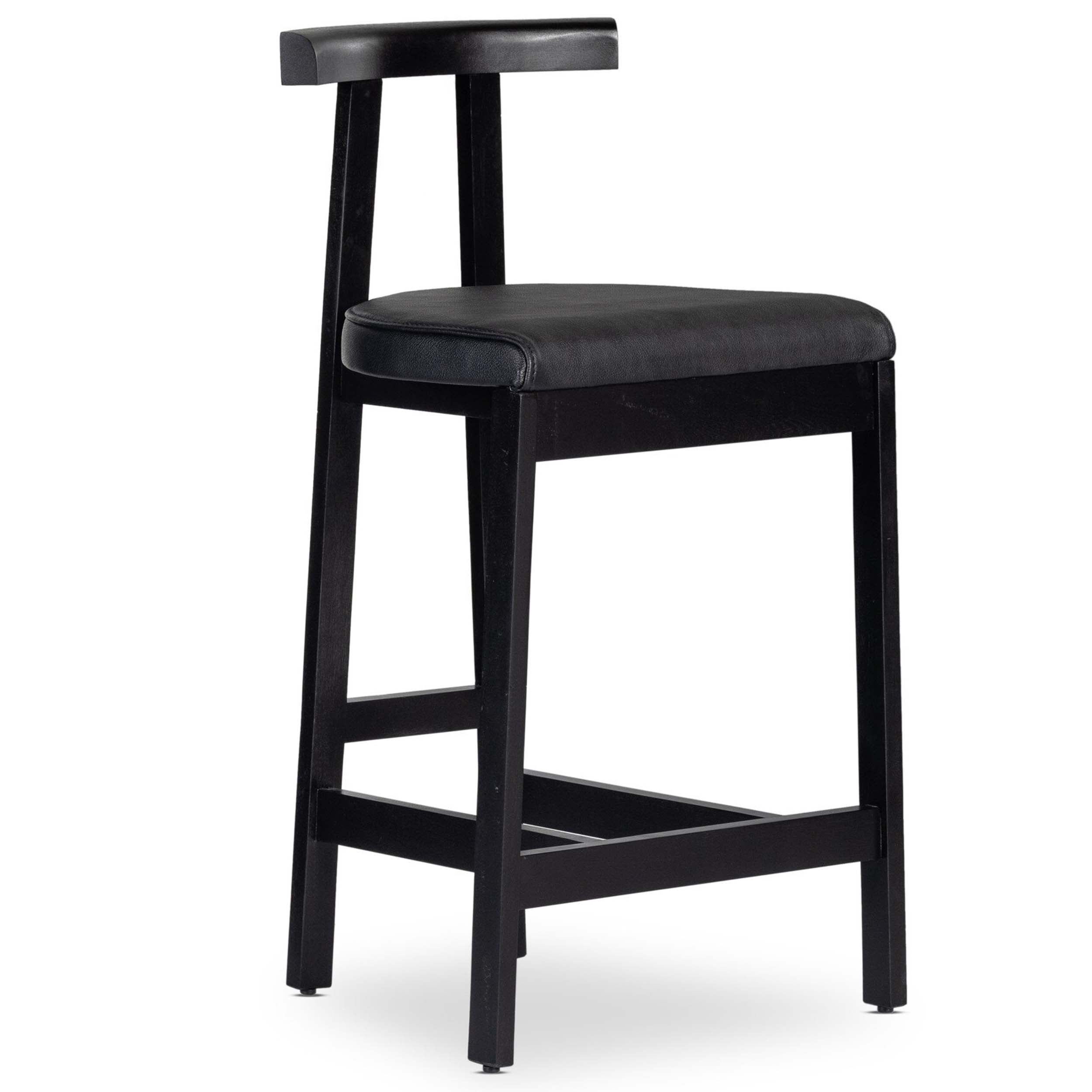 Tex Bar + Counter Stool, Black Leather