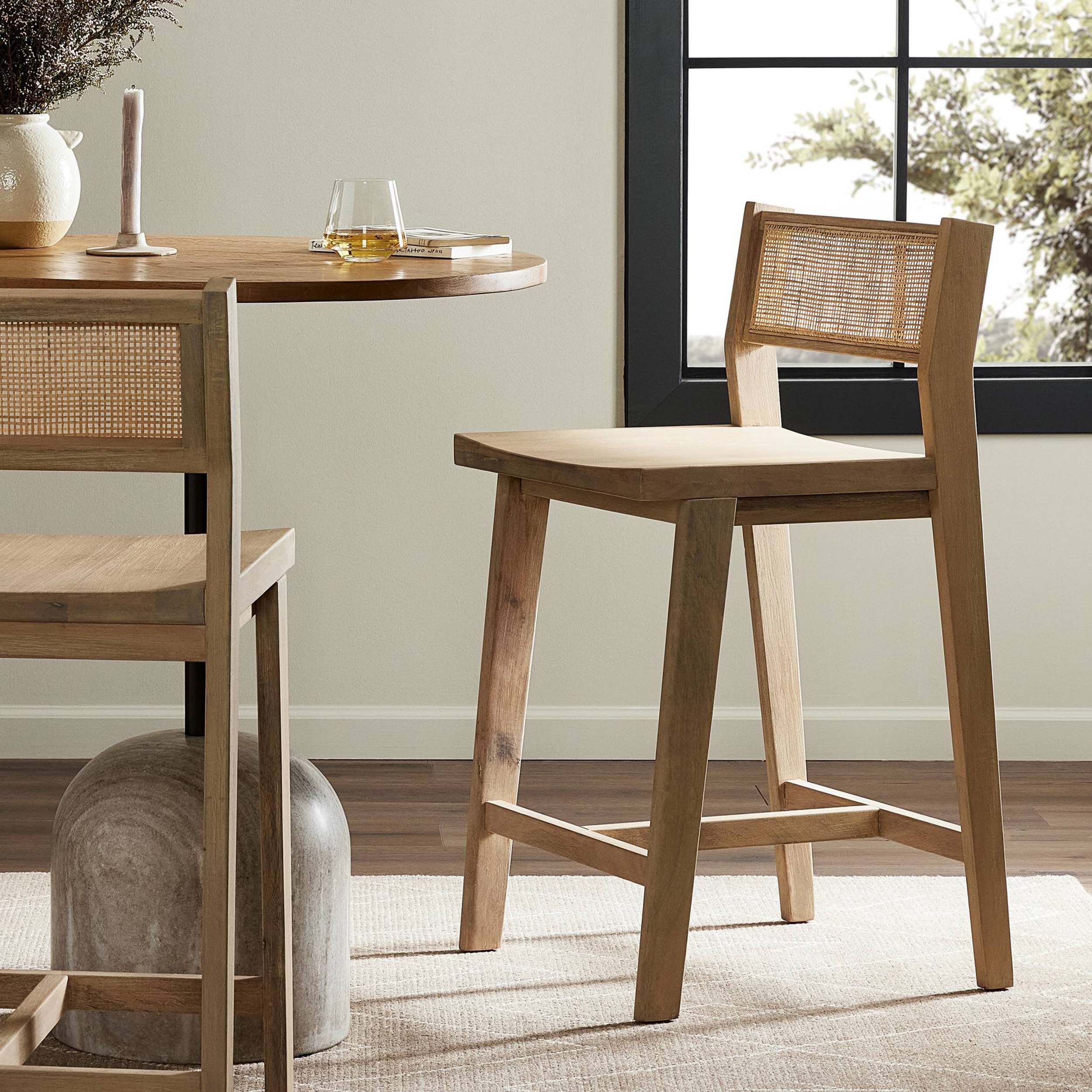 Clarita Bar + Counter Stool, White Wash Mango