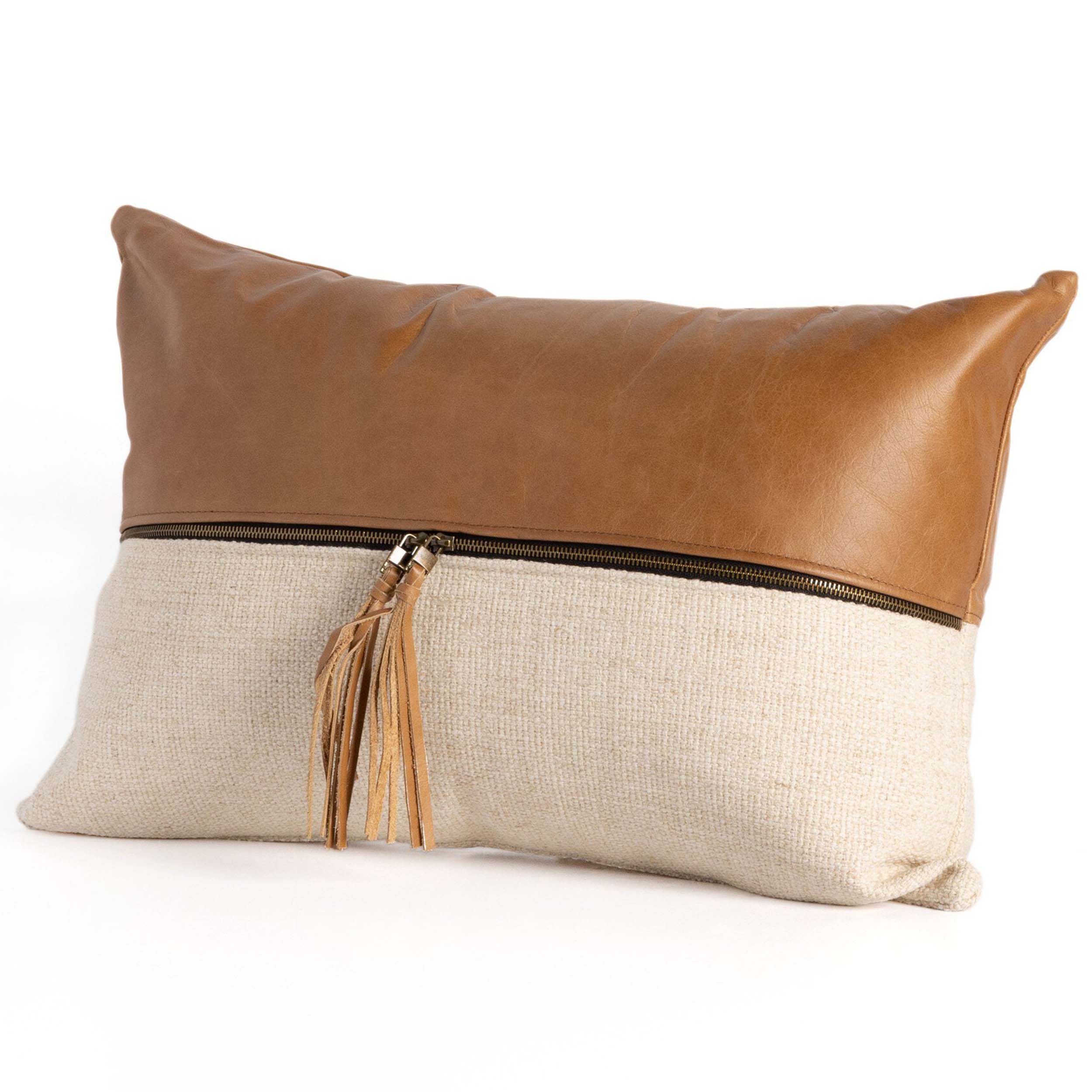Leather And Linen Pillow, Sonoma Butterscotch