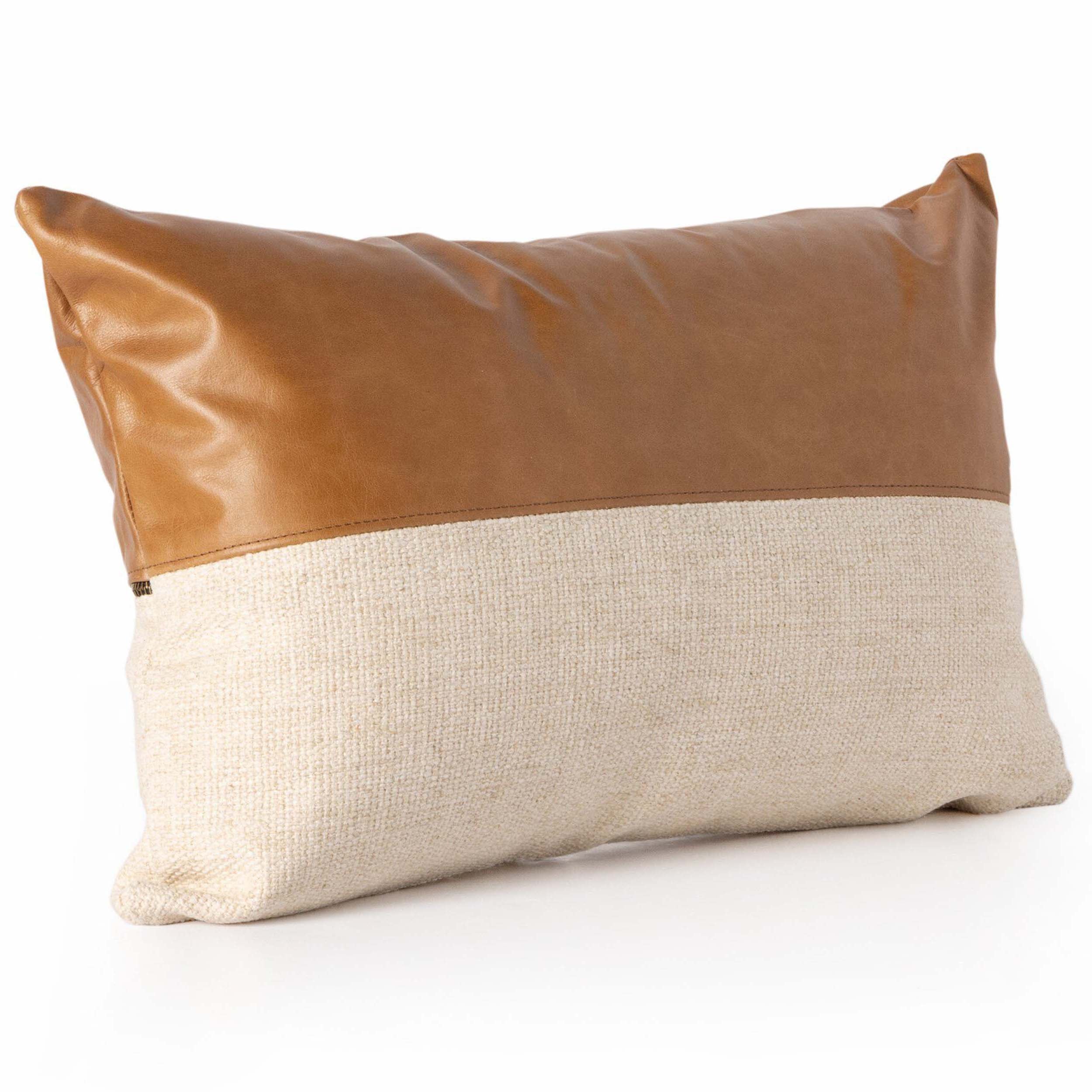 Leather And Linen Pillow, Sonoma Butterscotch