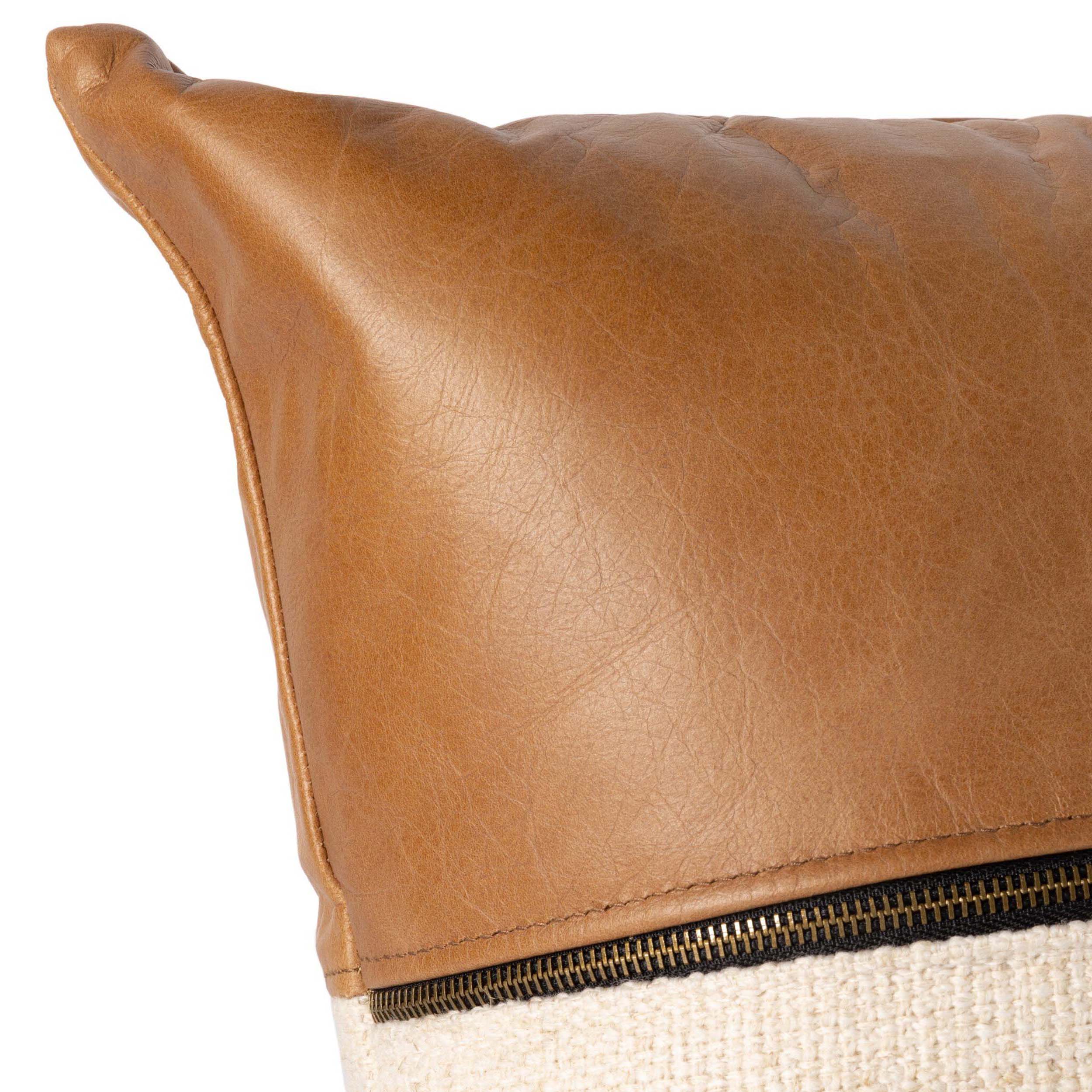 Leather And Linen Pillow, Sonoma Butterscotch