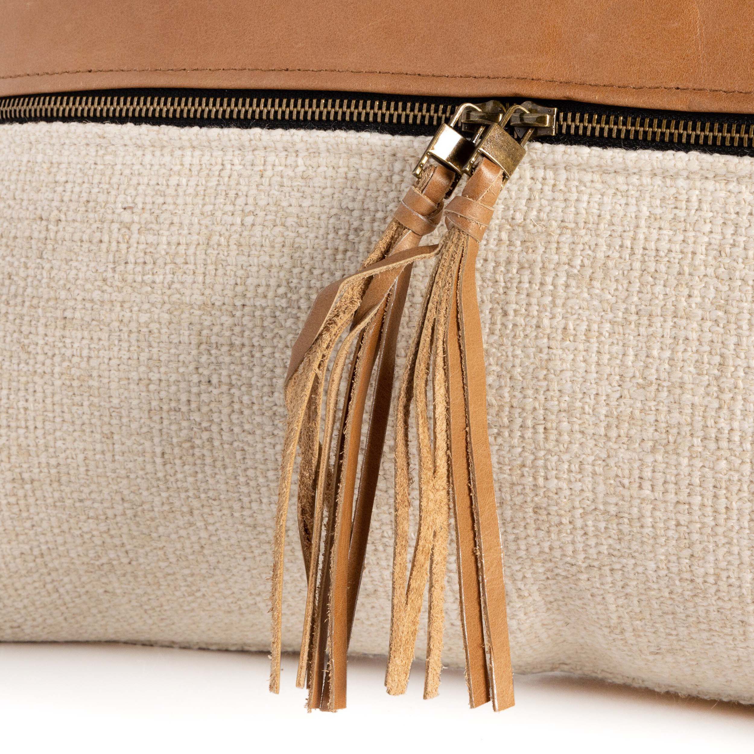 Leather And Linen Pillow, Sonoma Butterscotch