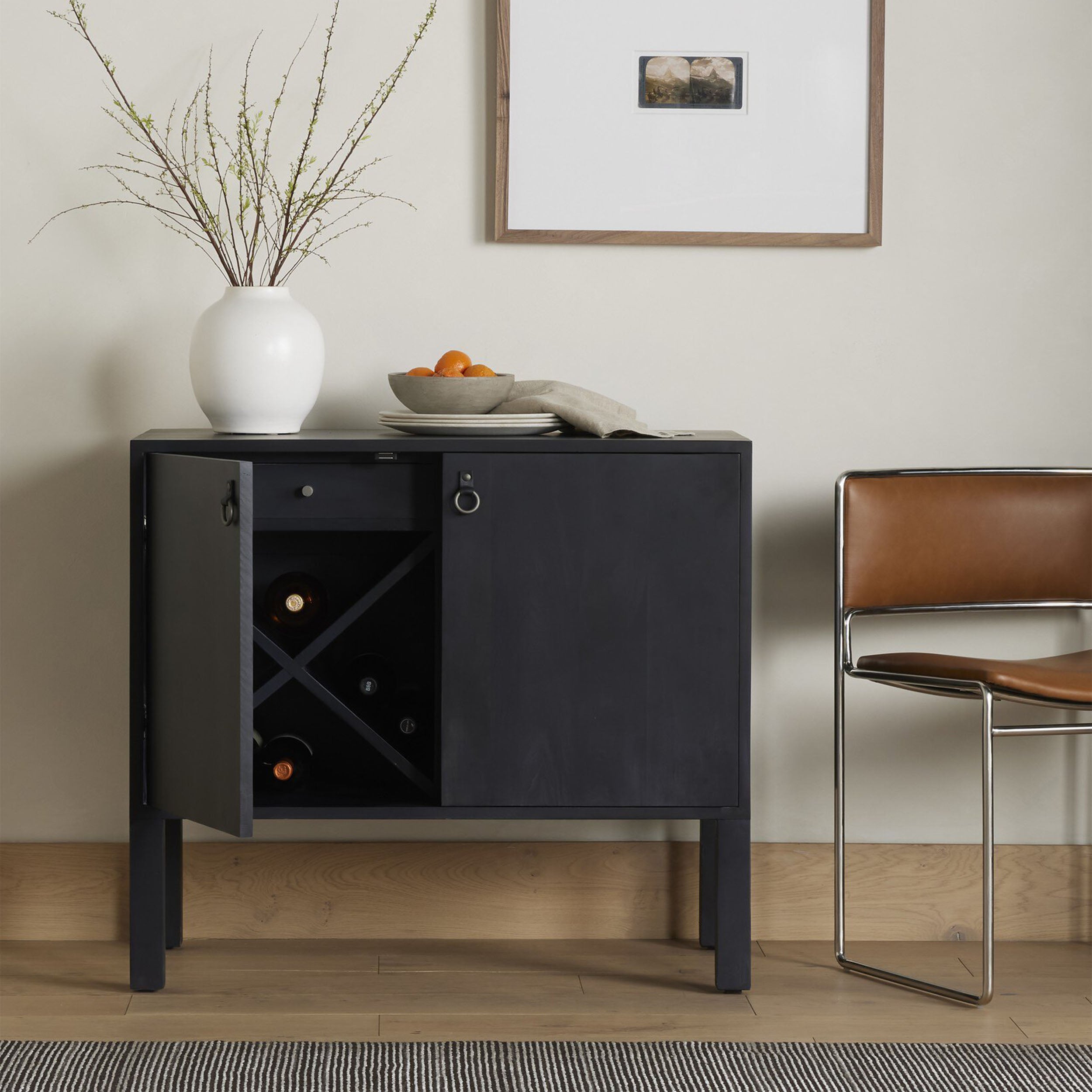 Isador Bar Cabinet, Black Wash Poplar