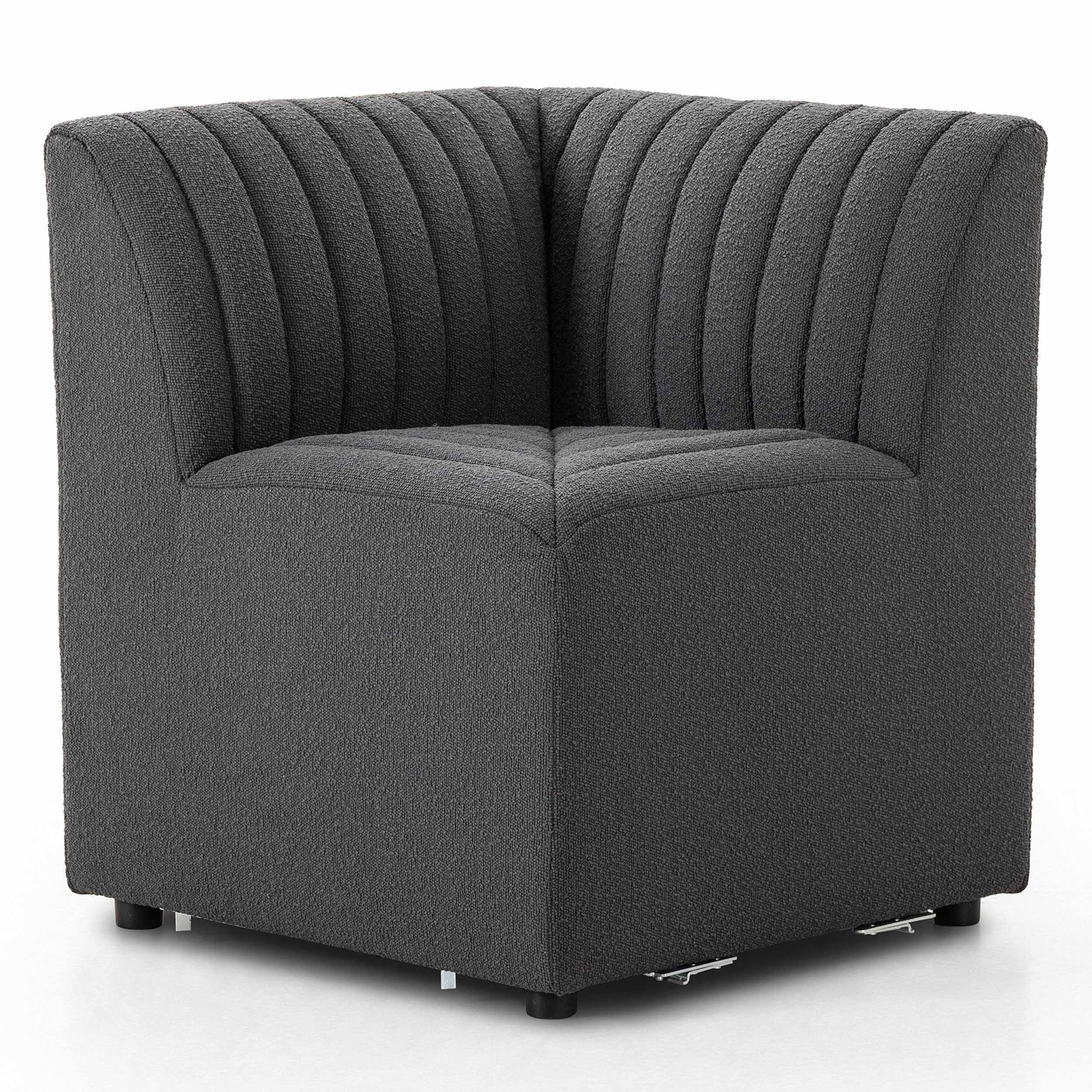 Build Your Own: Augustine Dining Banquette, FIQA Boucle Charcoal, Corner Chair