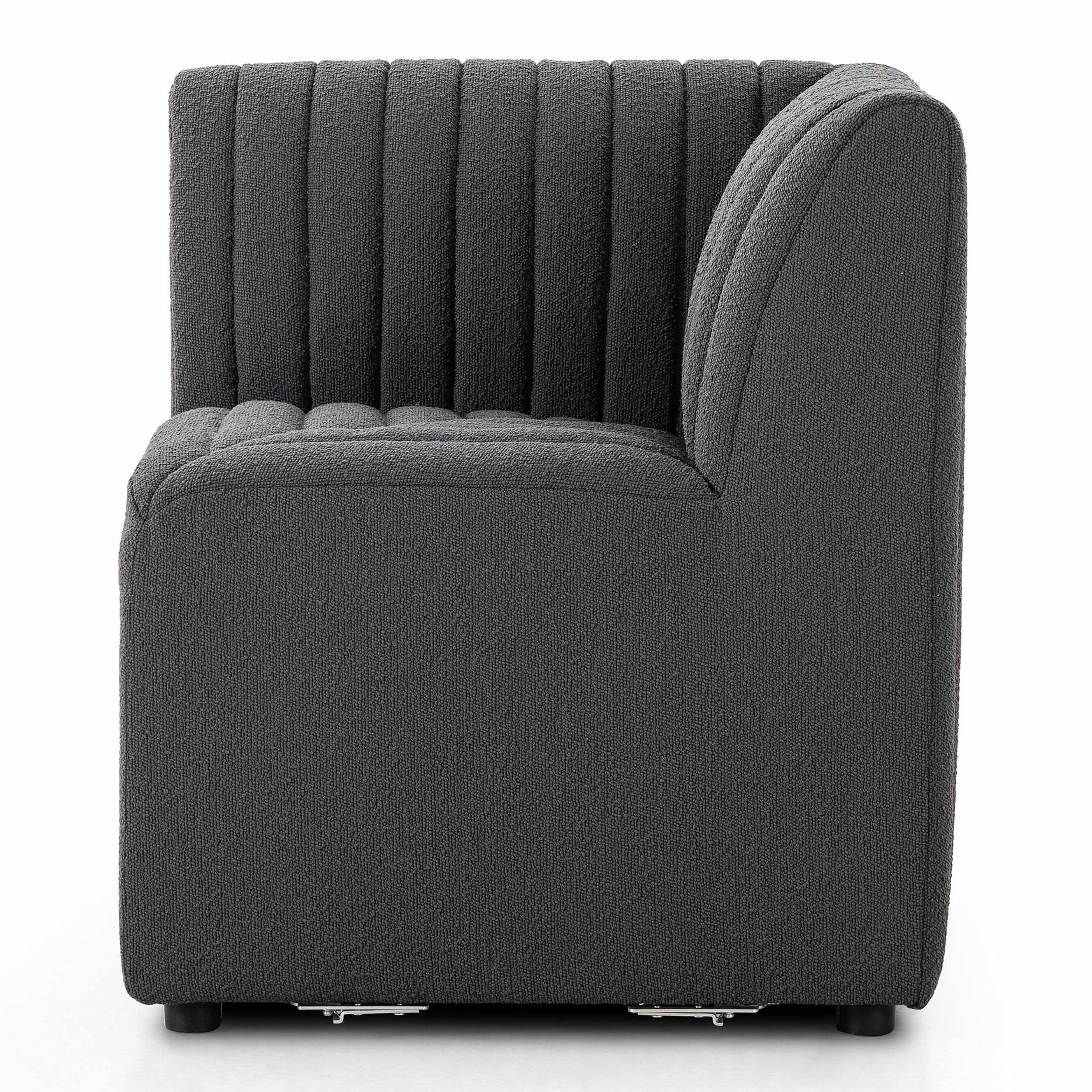 Build Your Own: Augustine Dining Banquette, FIQA Boucle Charcoal, Corner Chair