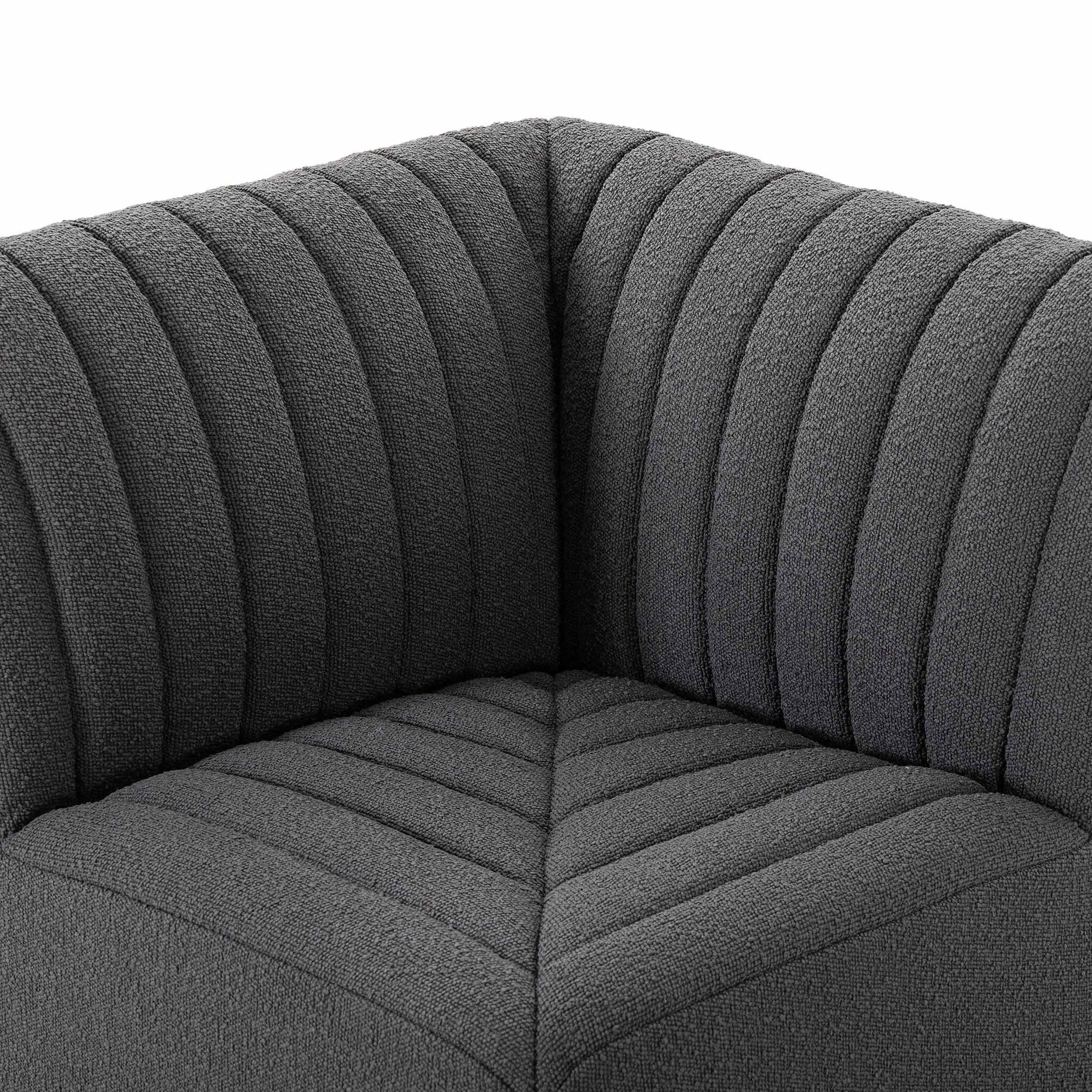 Build Your Own: Augustine Dining Banquette, FIQA Boucle Charcoal, Corner Chair