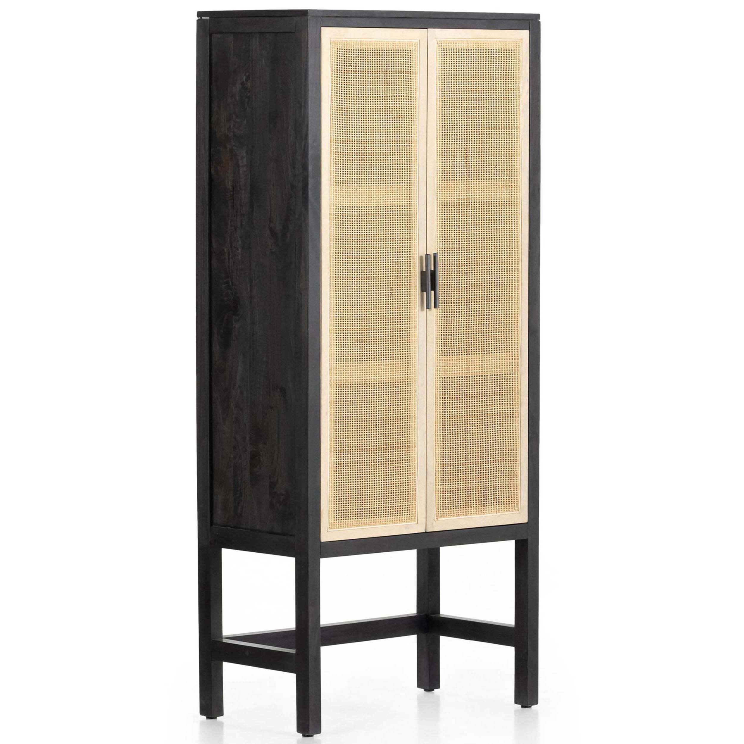 Caprice Narrow Cabinet, Black Wash Mango
