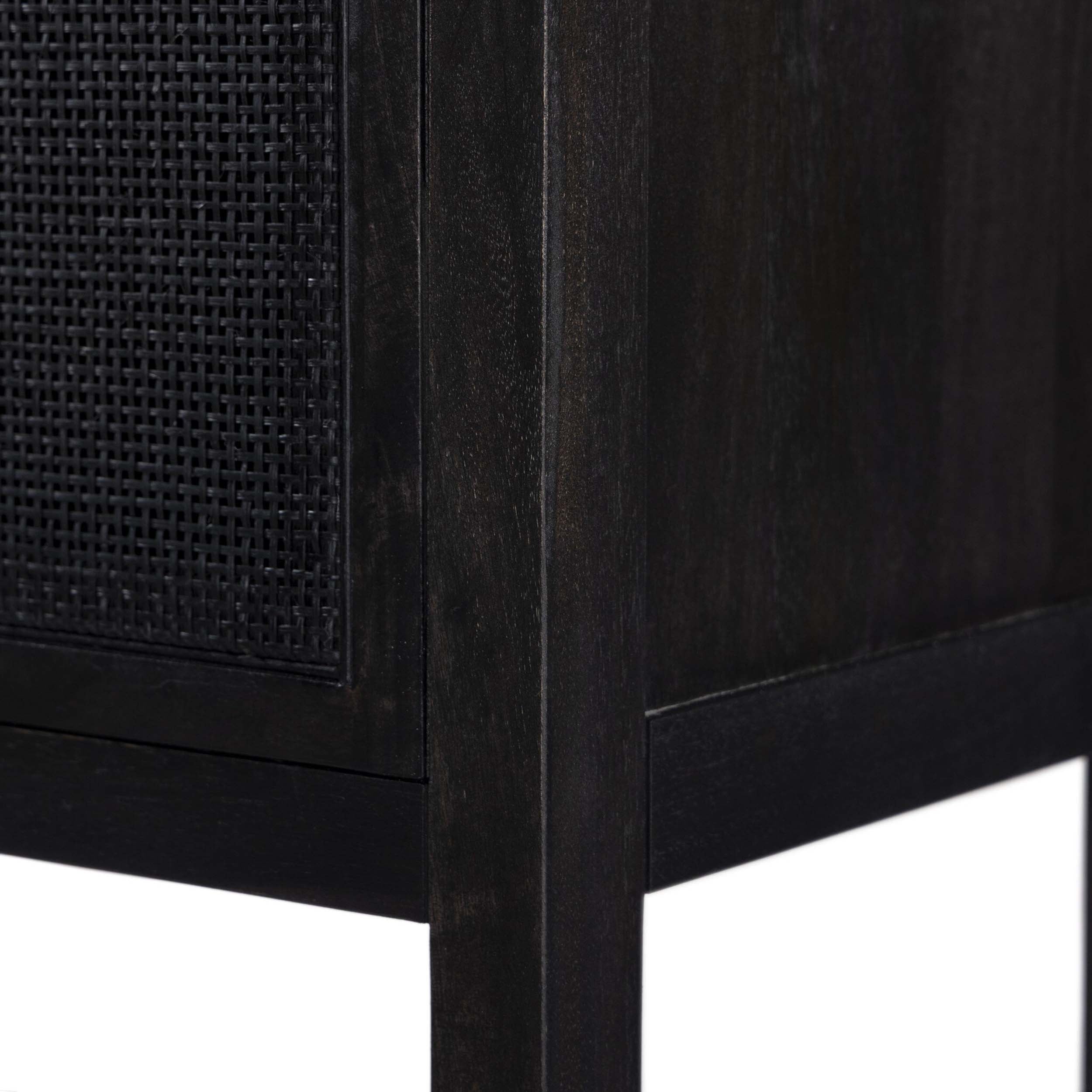 Caprice Narrow Cabinet, Black Wash Mango/Black Cane