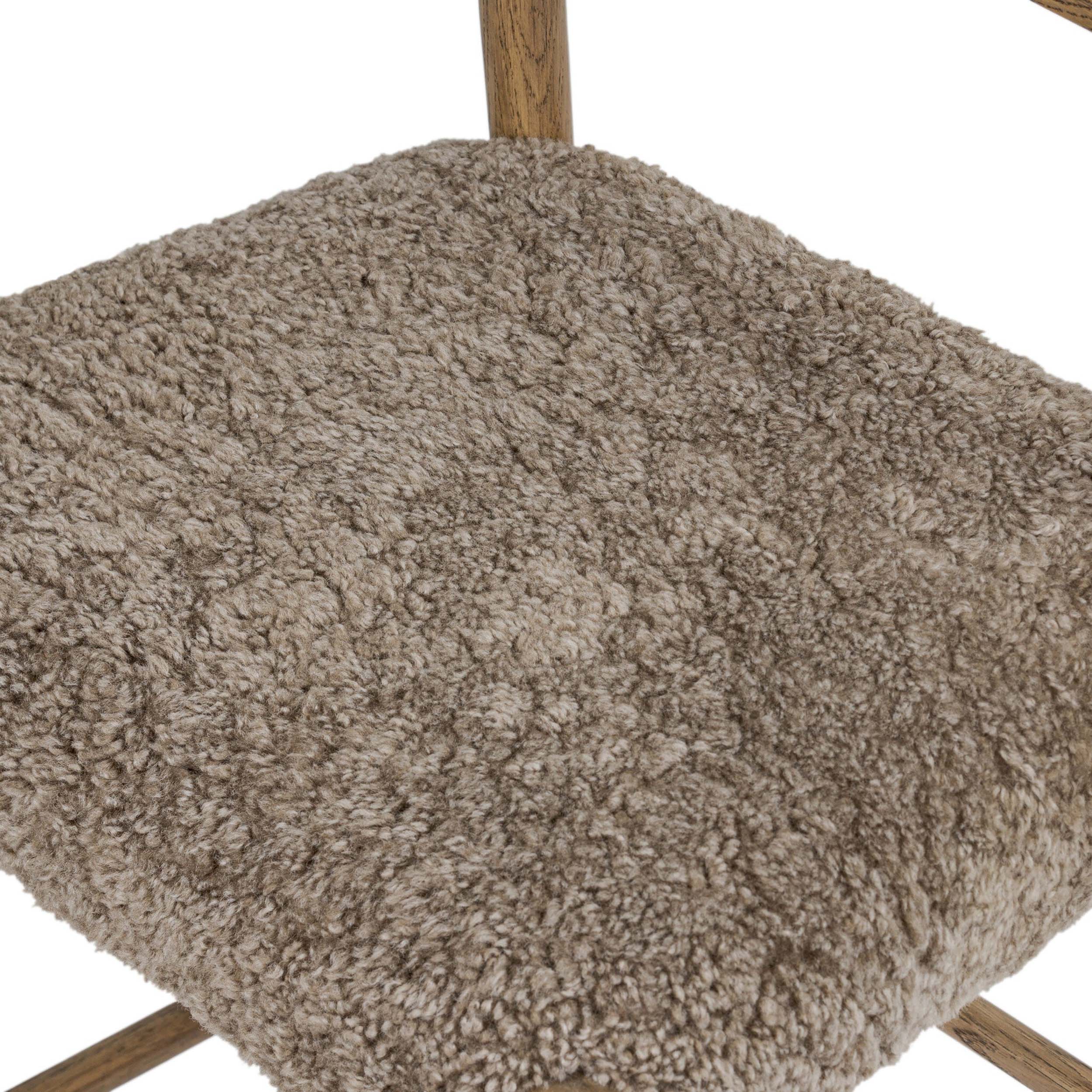 Glenmore Bar + Counter Stool, Taupe Shearling, Smoked Oak