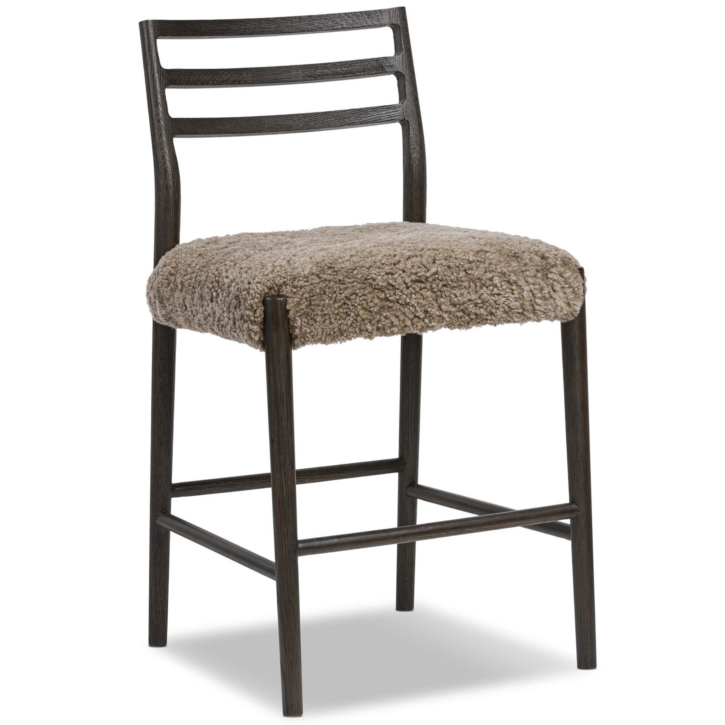Glenmore Bar + Counter Stool, Taupe Shearling, Light Carbon