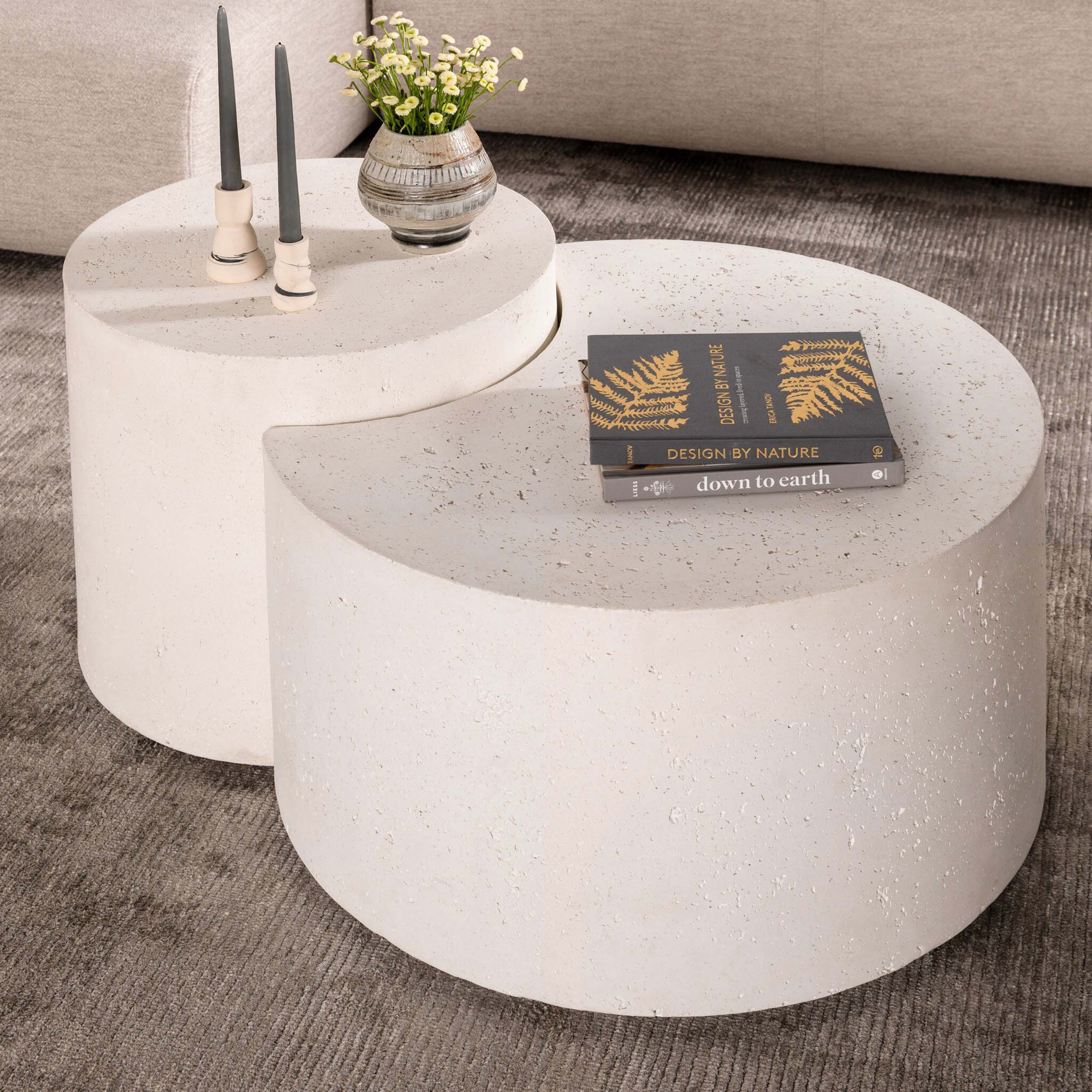 Meza Nesting Coffee Table, Textured White
