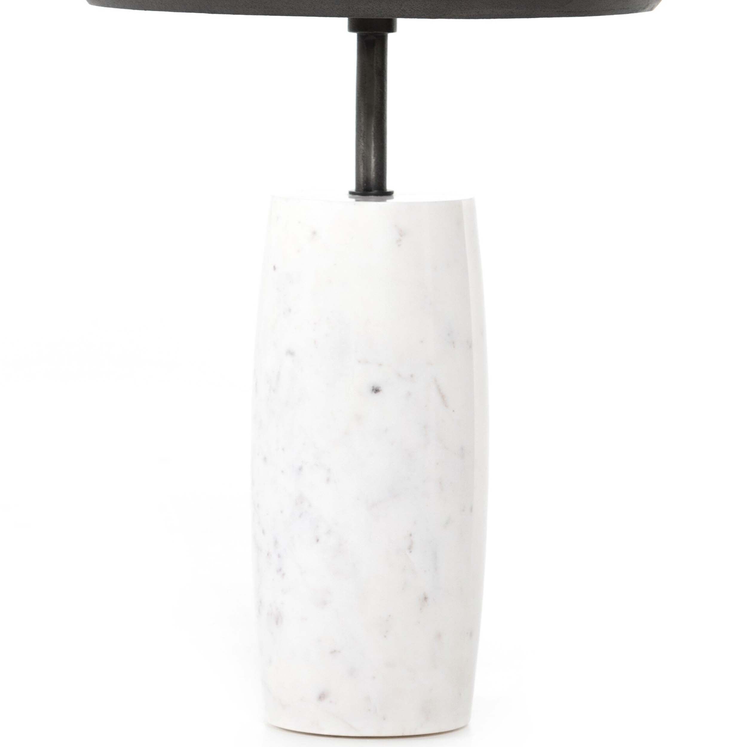 Cronos End Table, Hammered Grey, Polished White Marble