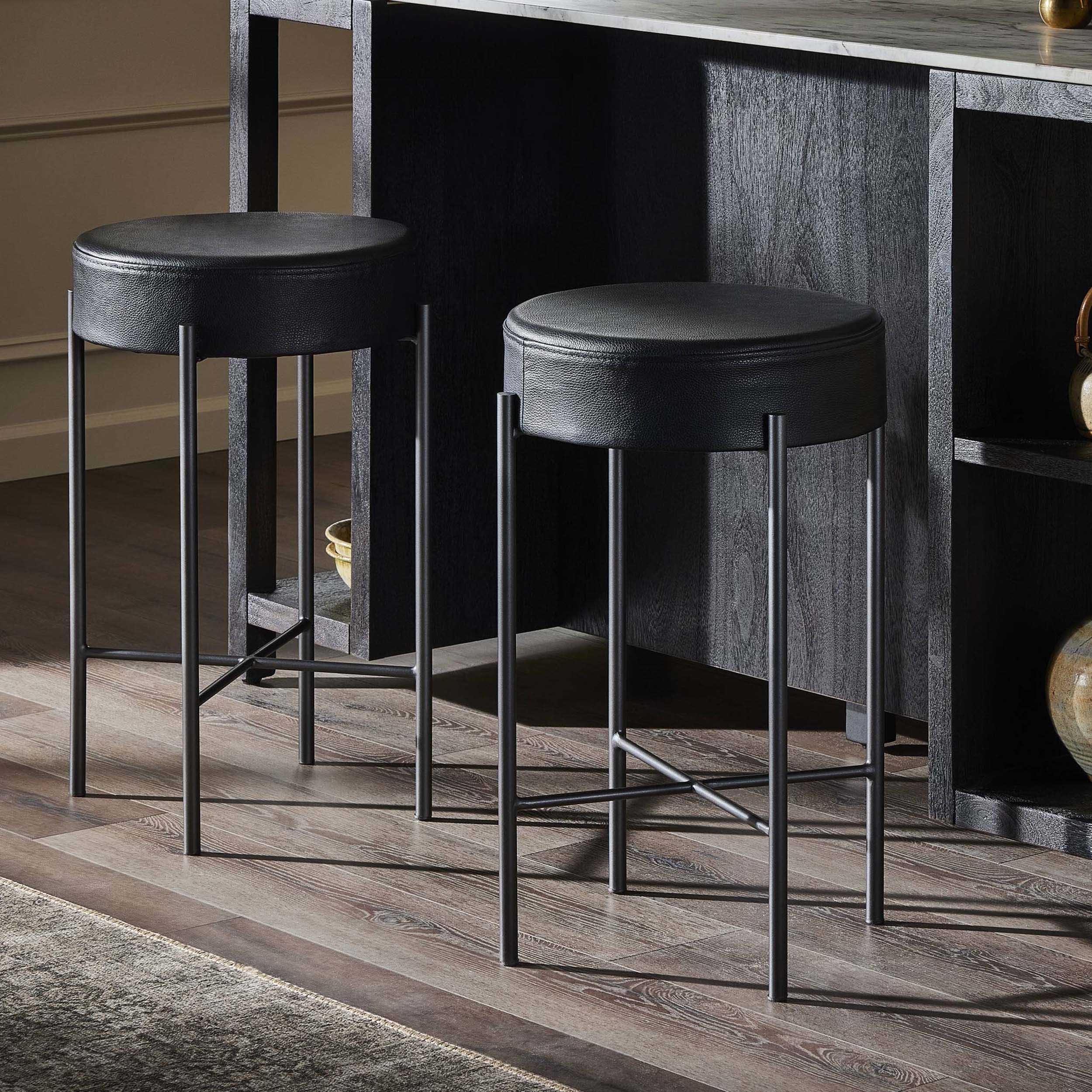 Nocona Bar + Counter Stool, Black & White Speckled Hide