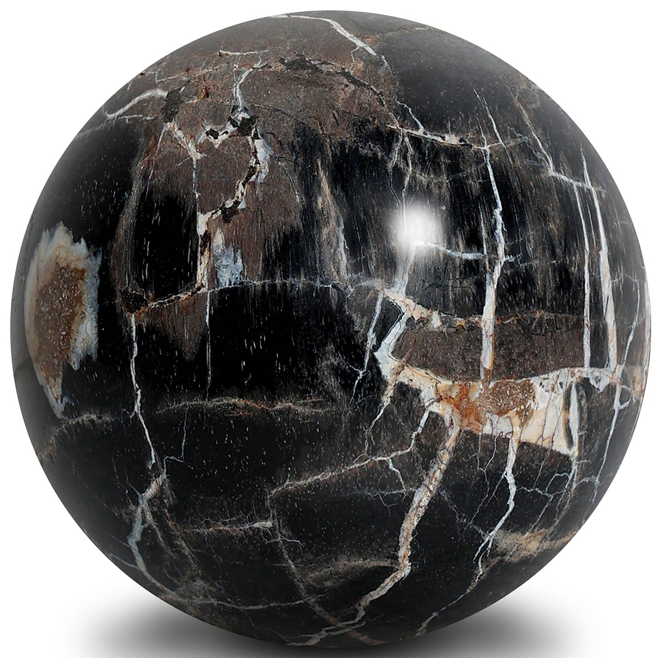 Petrified Wood Balls, Set Of 3, Dark Petrified Wood