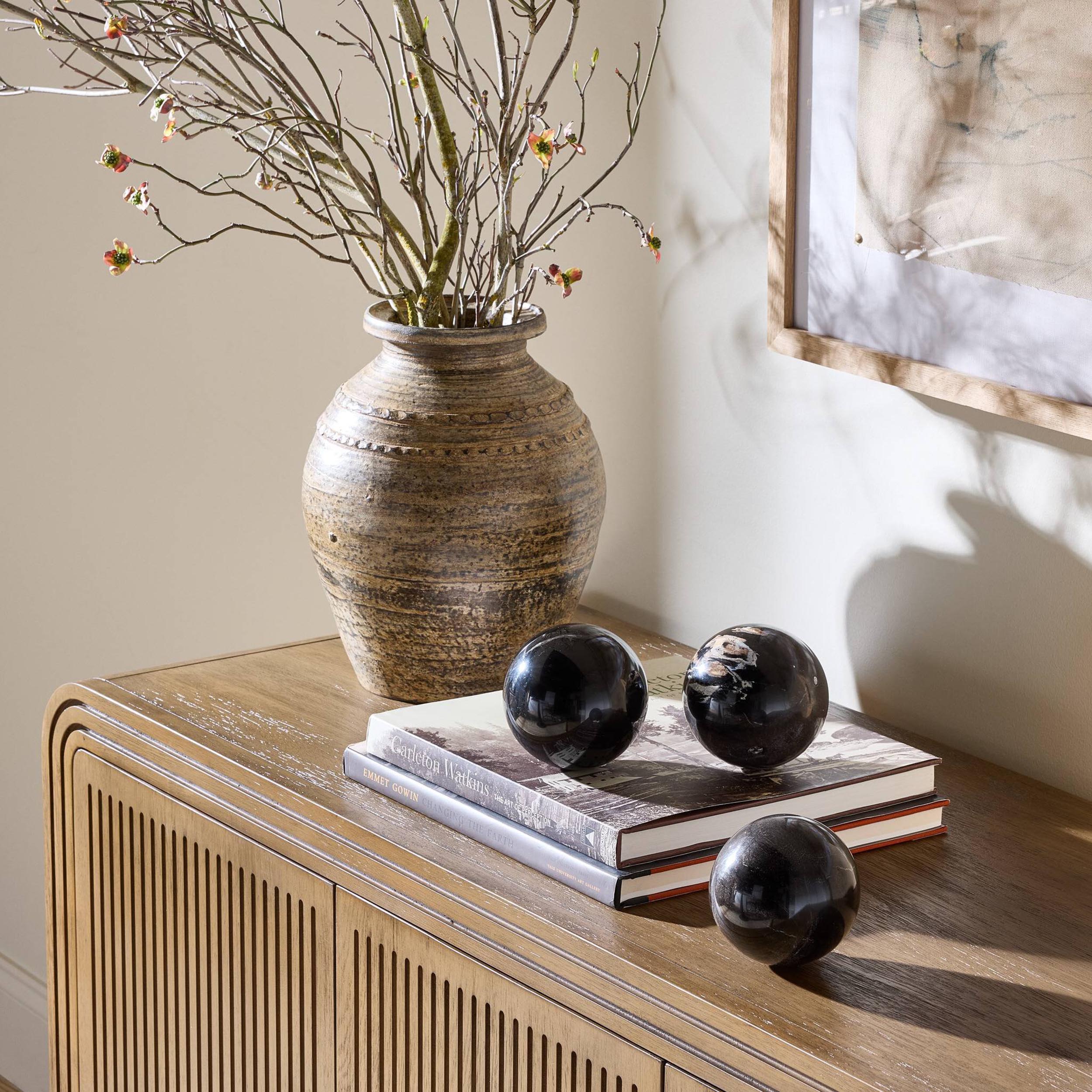 Petrified Wood Balls, Set Of 3, Dark Petrified Wood