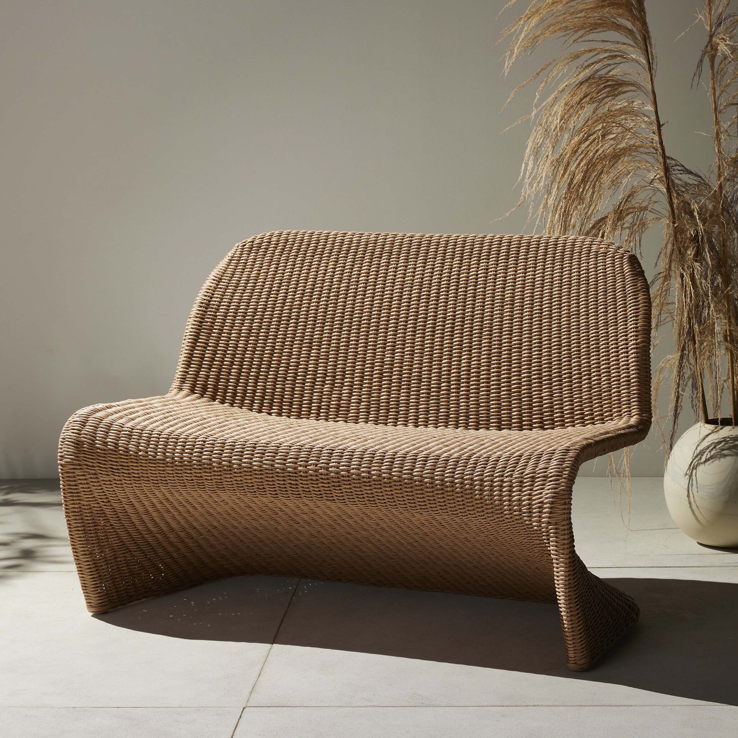 Portia Outdoor Dining Bench, Vintage Natural