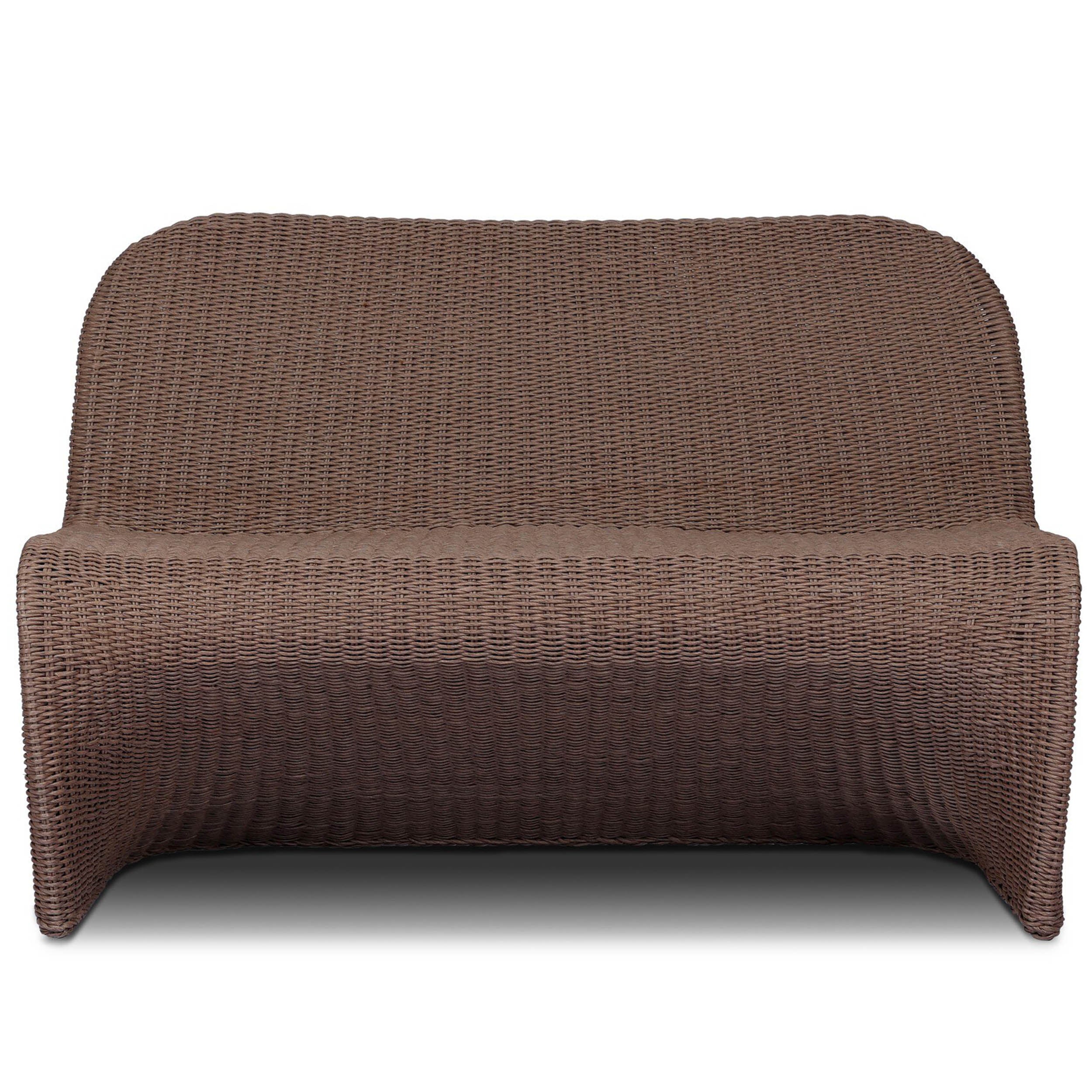 Portia Outdoor Dining Bench, Tanned Weave