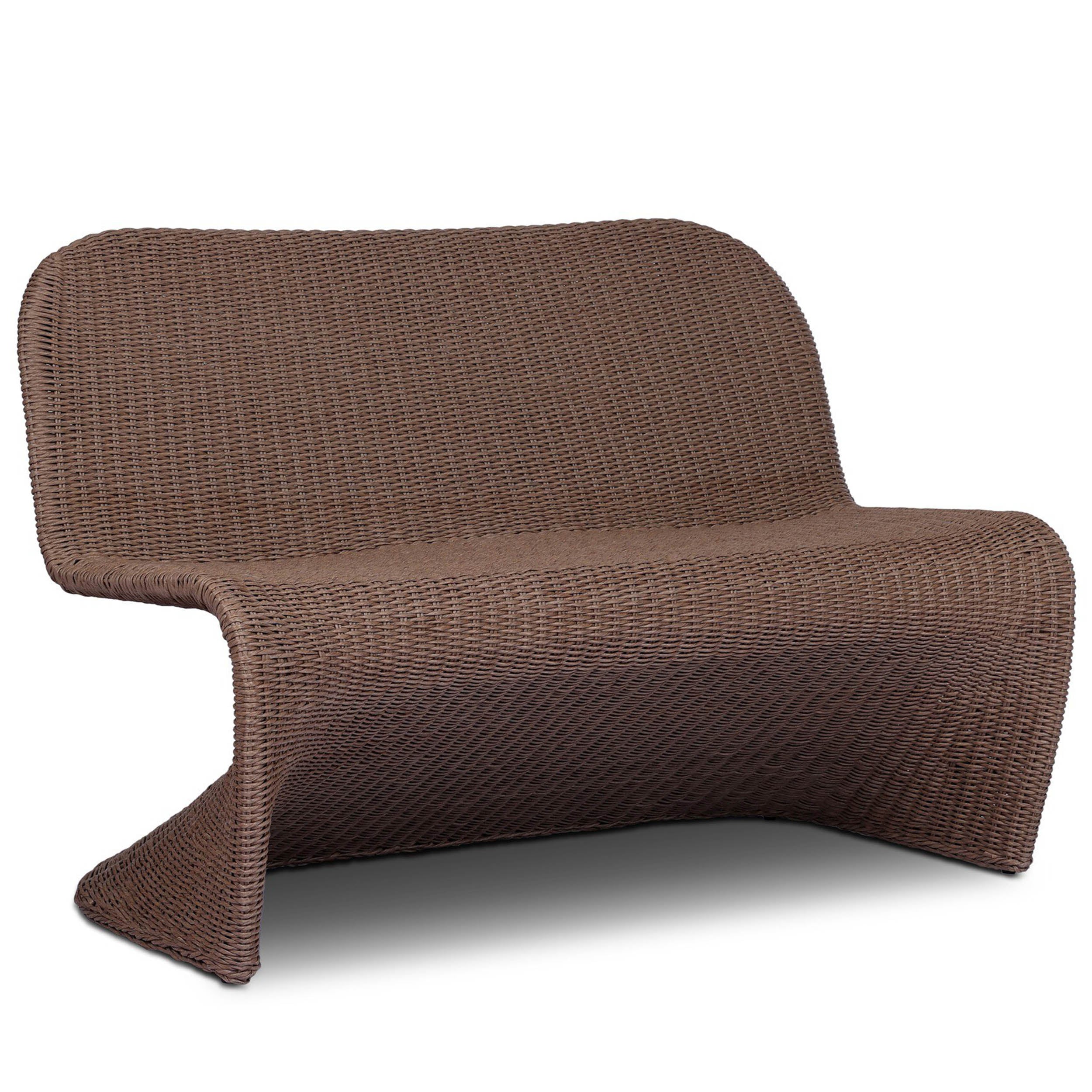 Portia Outdoor Dining Bench, Tanned Weave