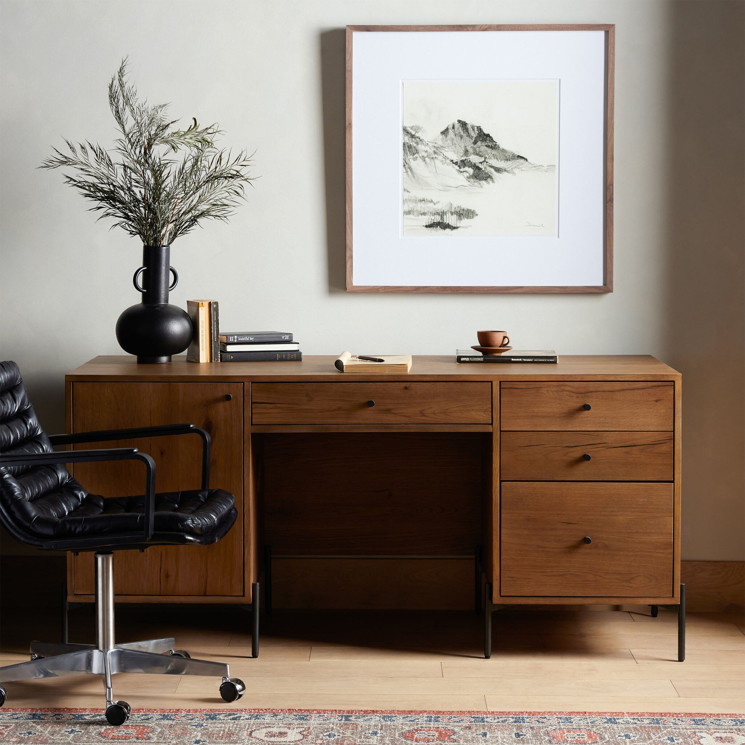 Eaton Executive Desk, Amber Oak Resin