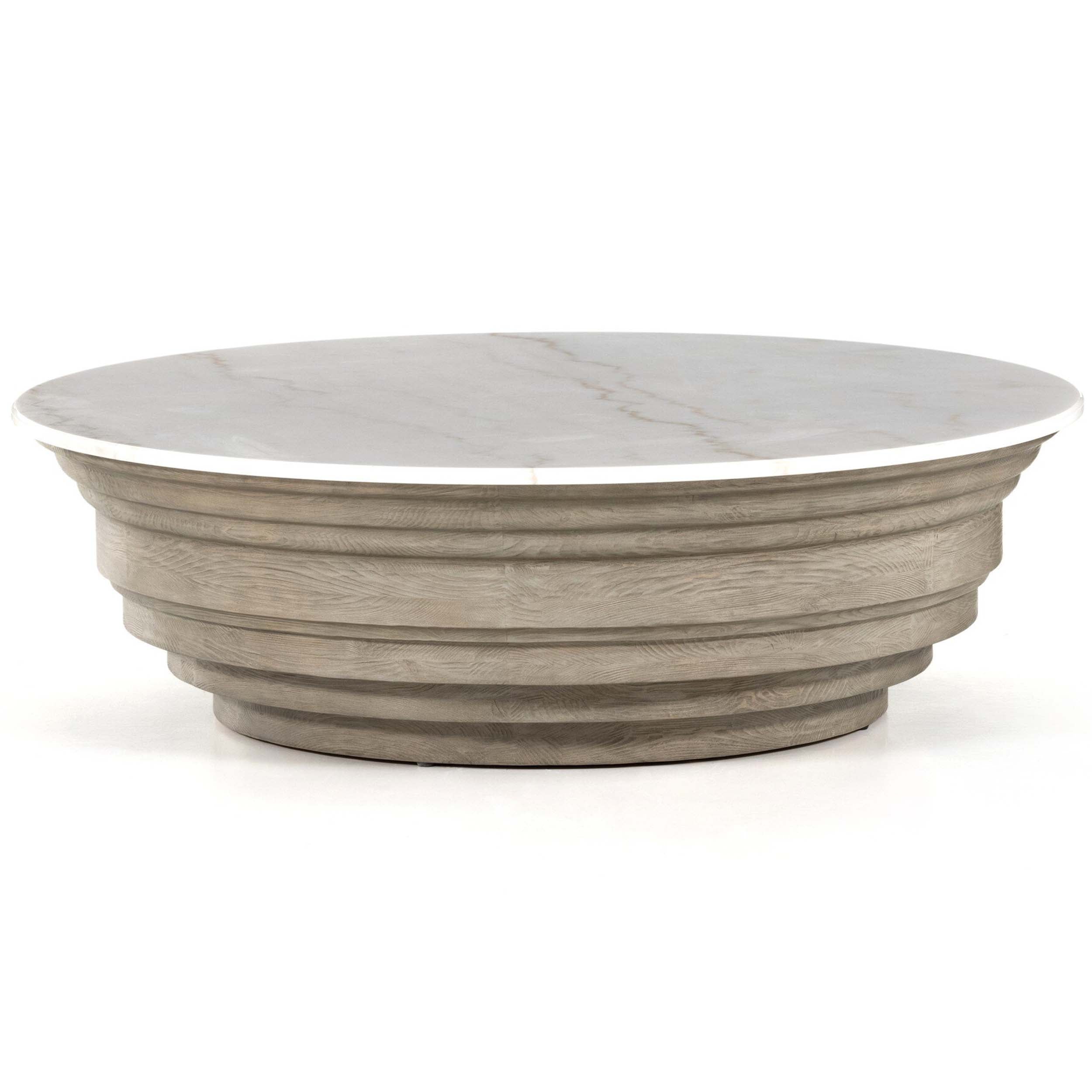 Caldwell Stone Coffee Table, White Marble