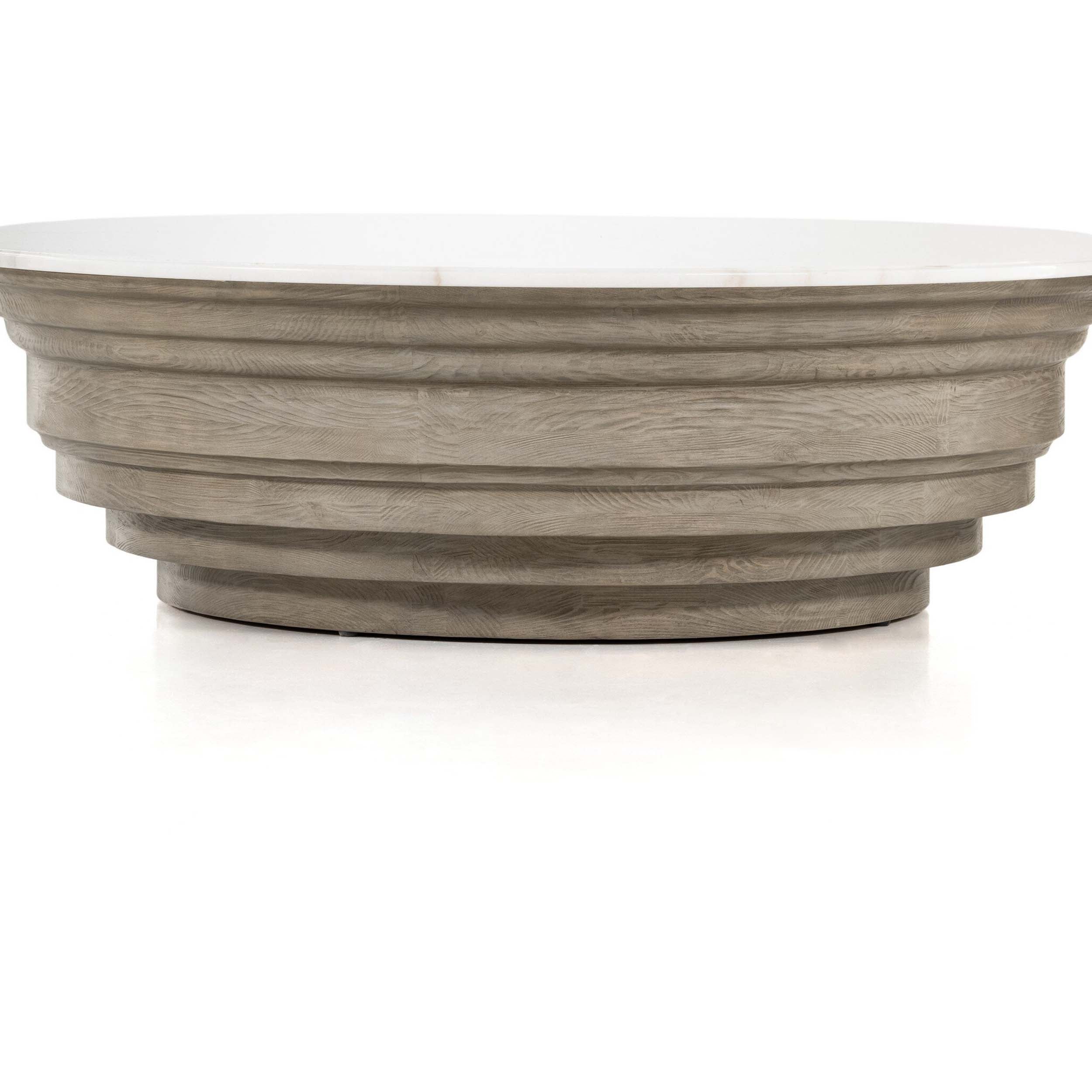 Caldwell Stone Coffee Table, White Marble