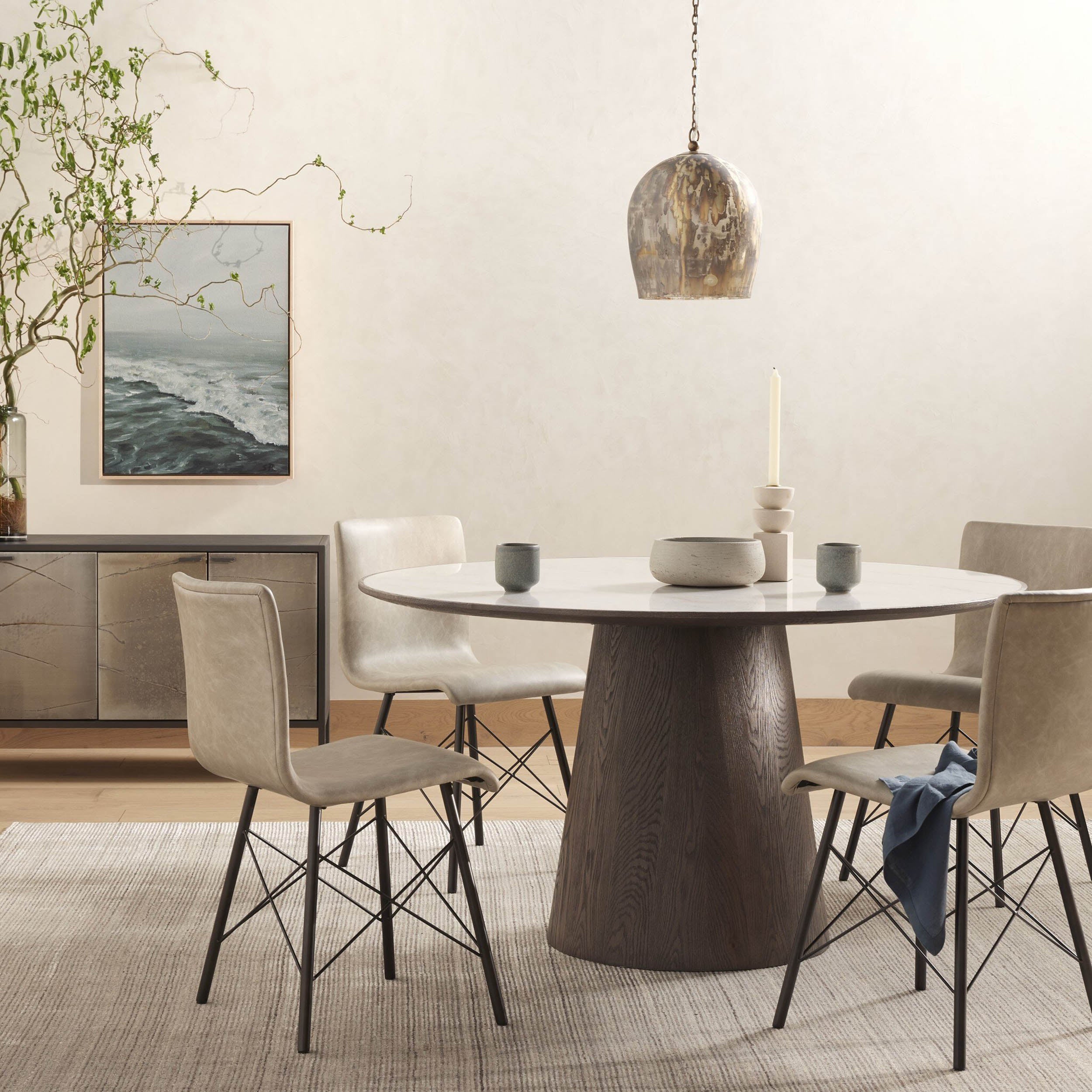 Skye Round Dining Table, White Marble