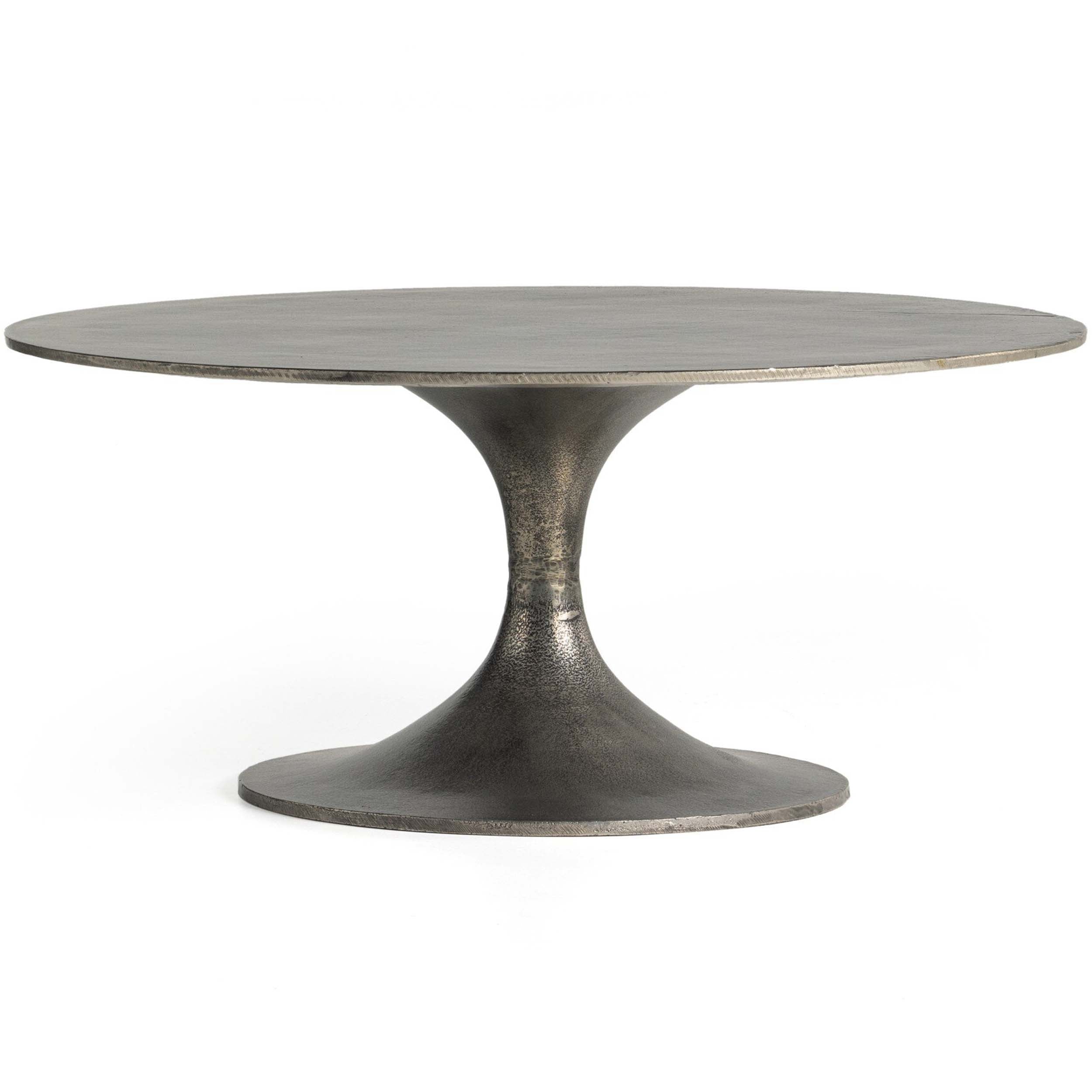 Simone Round Coffee Table, Raw Antique Nickel