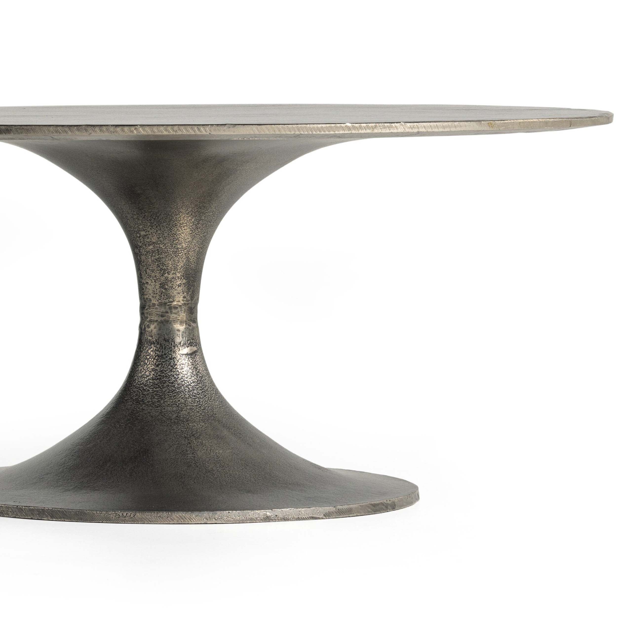 Simone Round Coffee Table, Raw Antique Nickel
