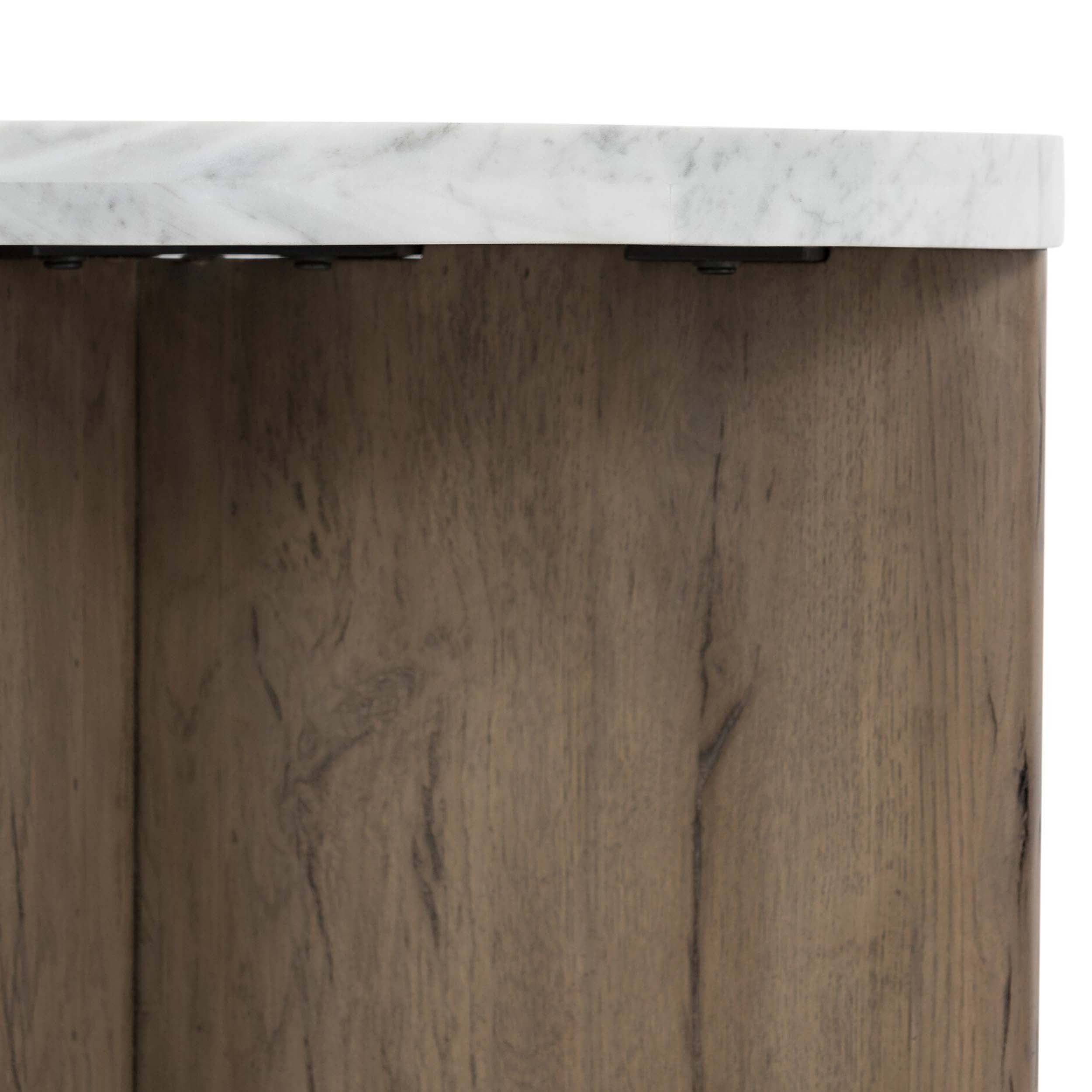 Toli End Table, Italian White Marble, Rustic Grey