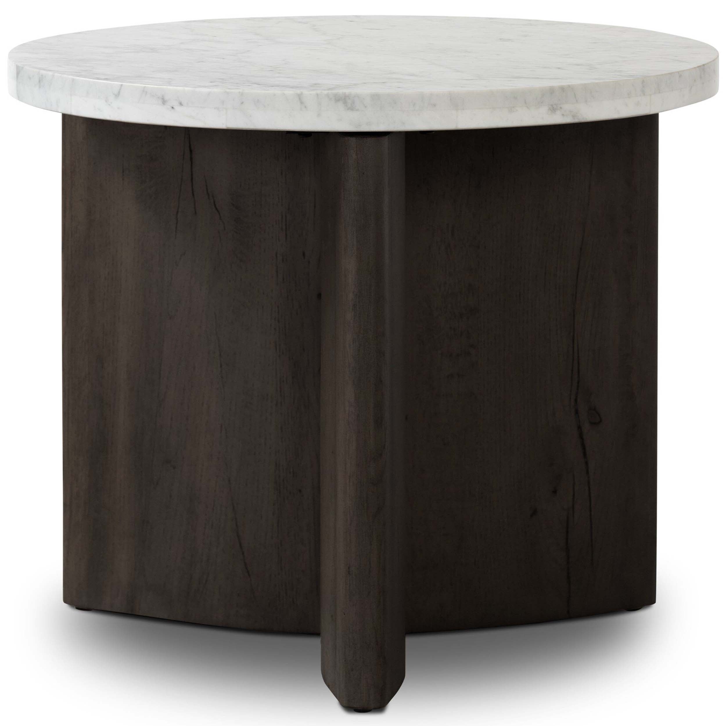 Toli End Table, Italian White Marble, Smoked Black