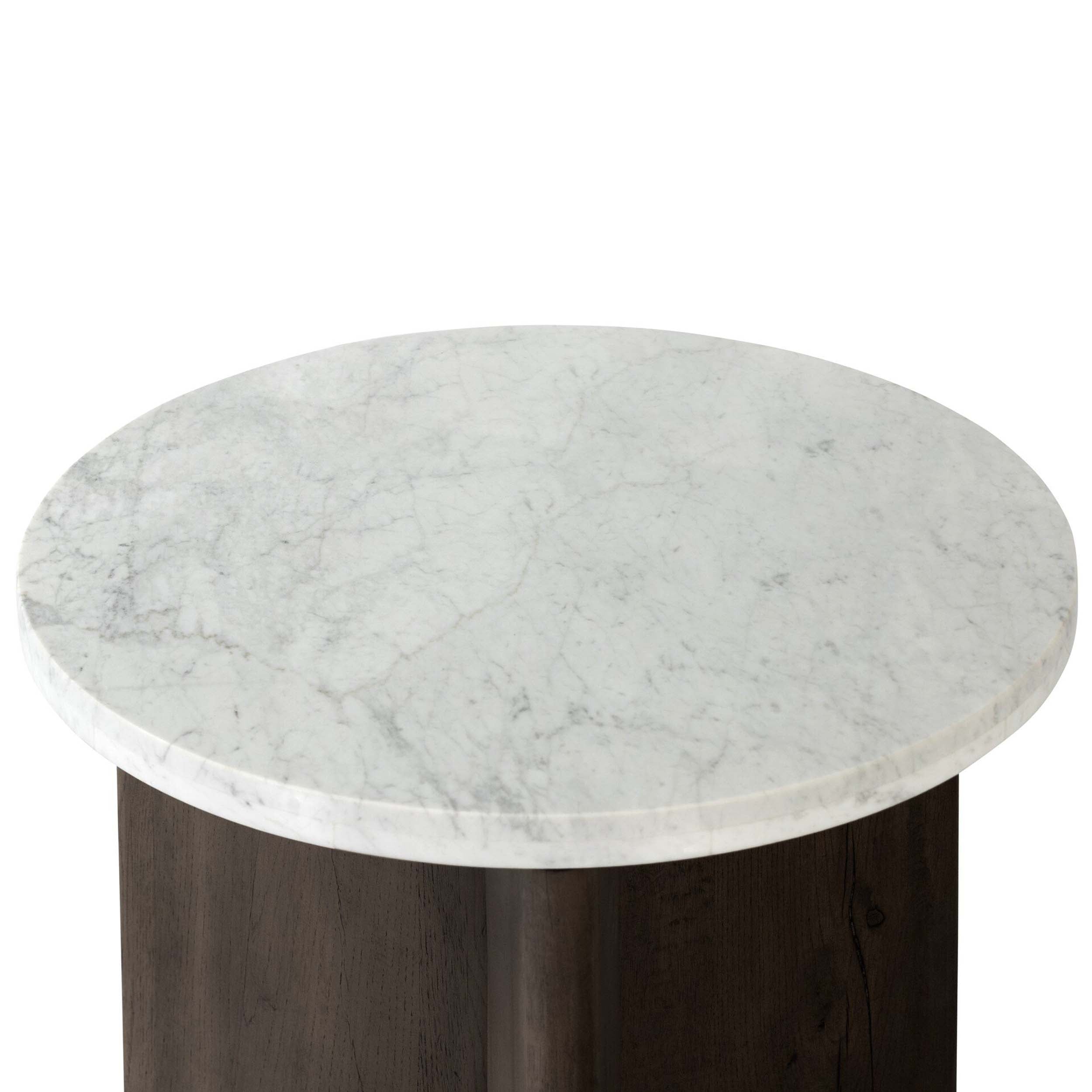 Toli End Table, Italian White Marble, Smoked Black