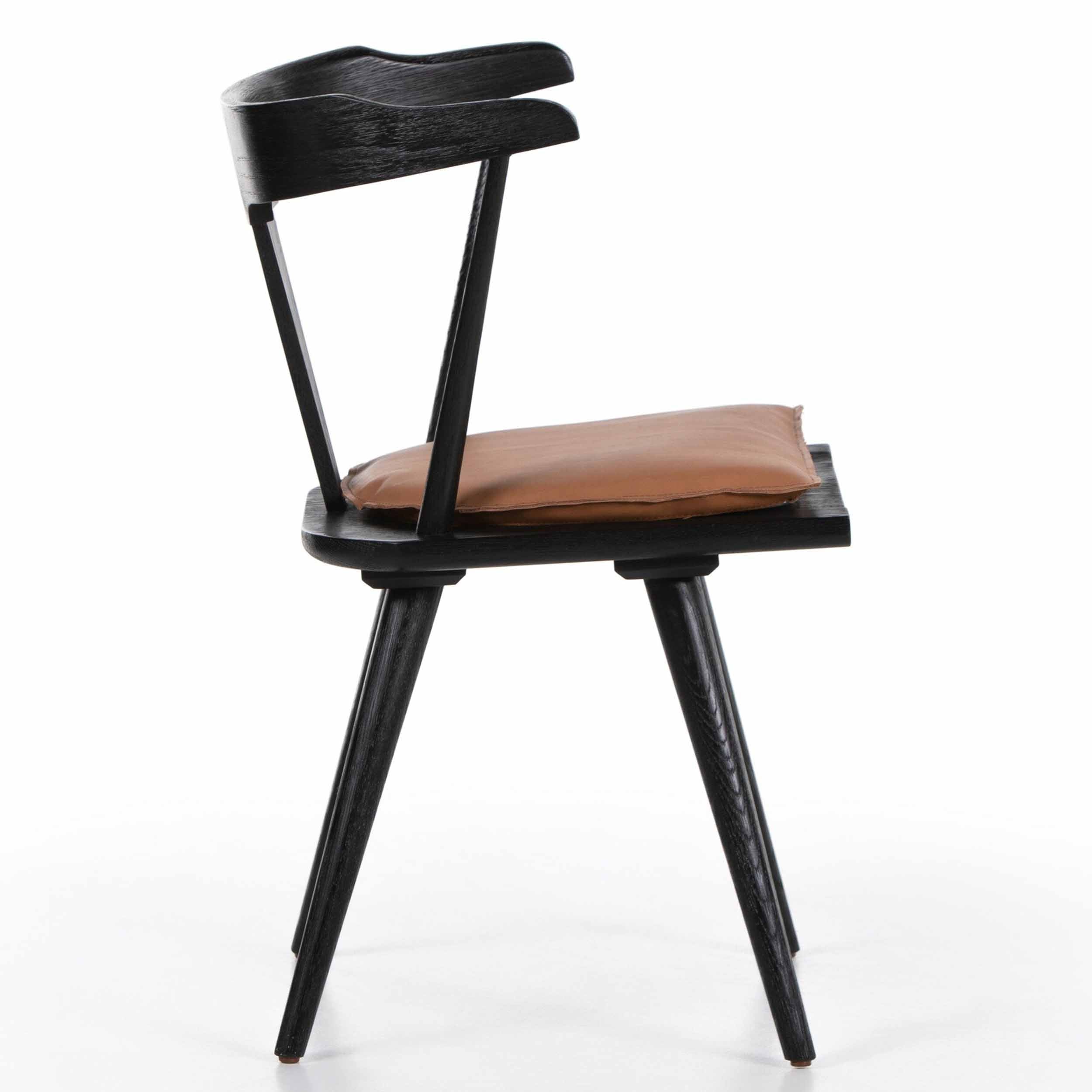 Ripley Dining Chair, Whiskey Saddle, Black Oak