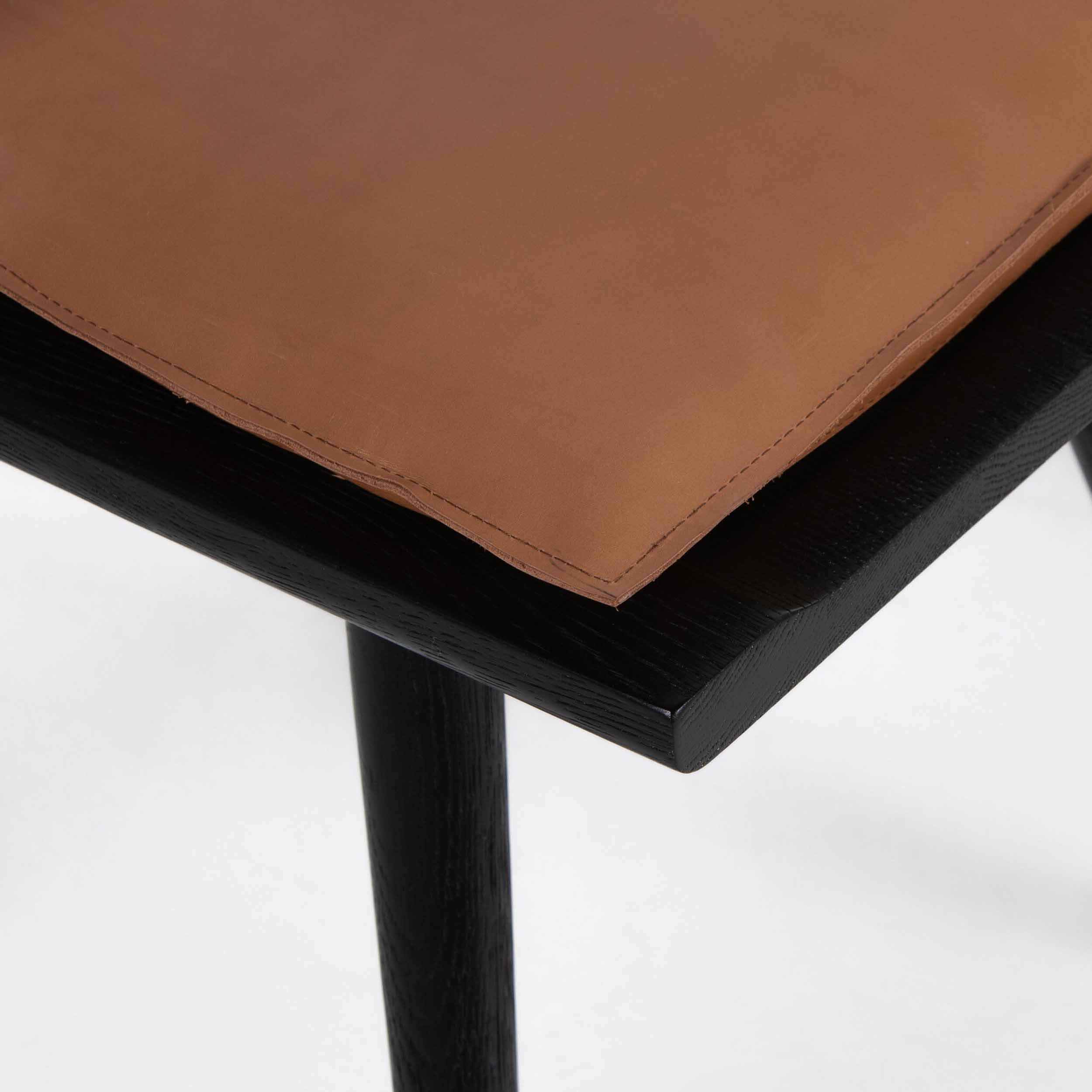 Ripley Dining Chair, Whiskey Saddle, Black Oak