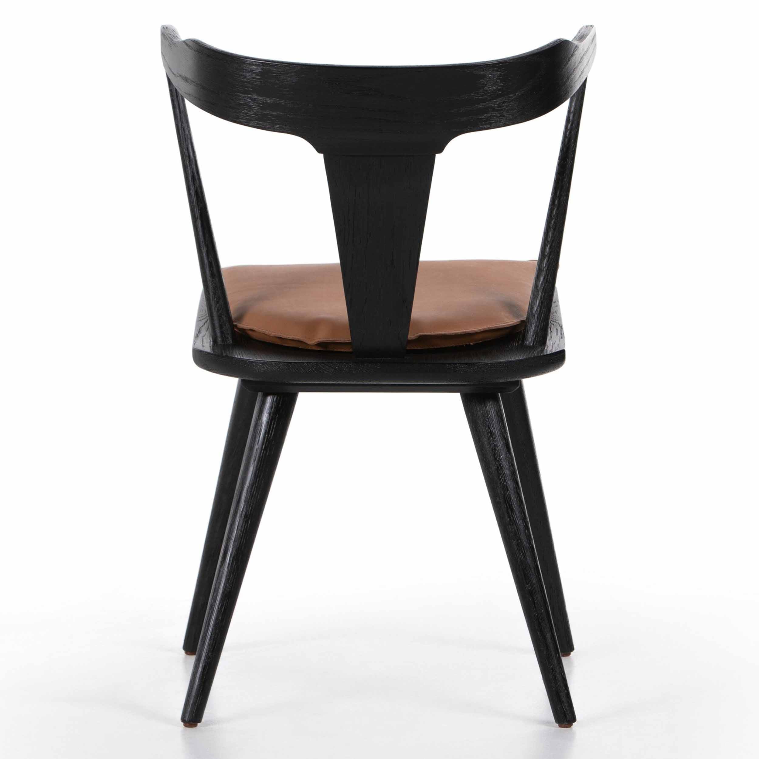 Ripley Dining Chair, Whiskey Saddle, Black Oak