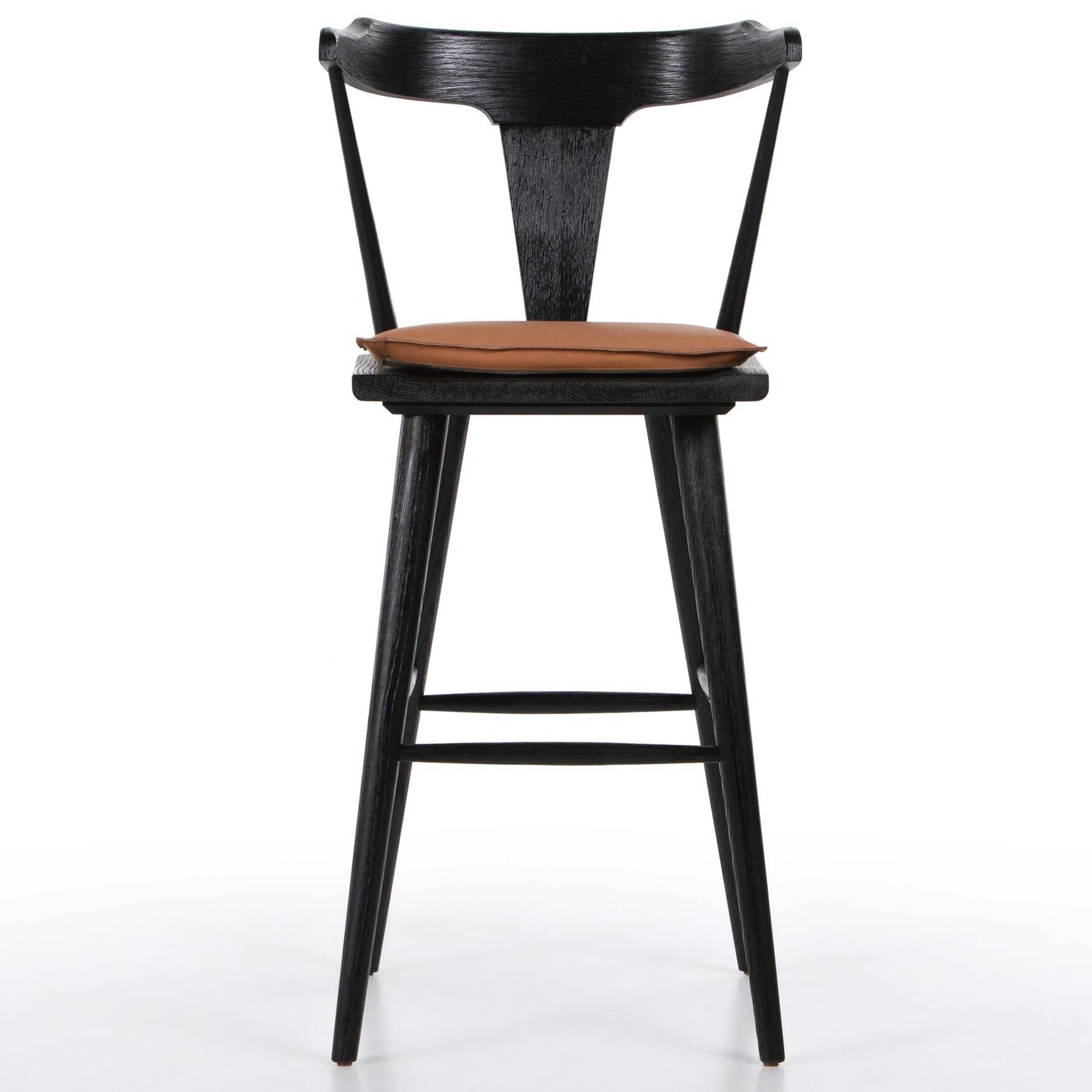 Ripley Bar + Counter Stool, Whiskey Saddle, Black Oak