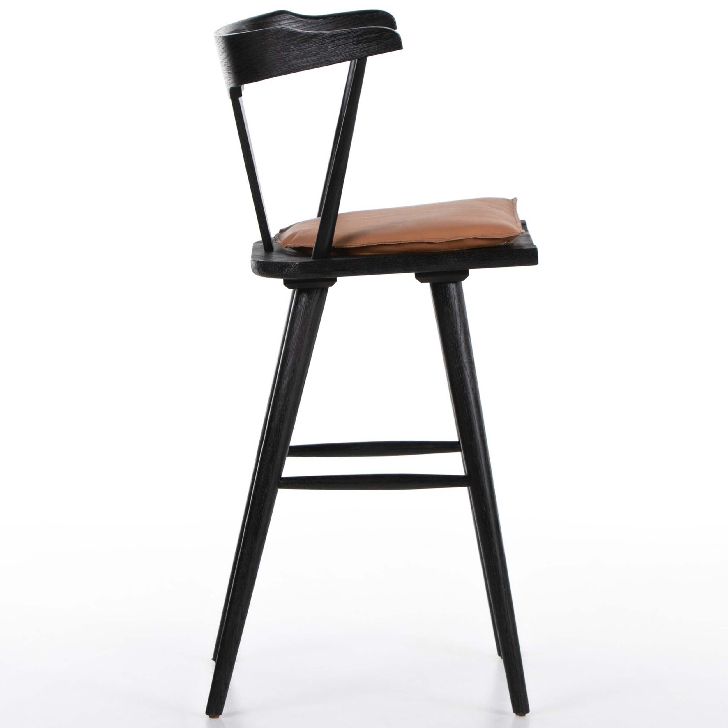 Ripley Bar + Counter Stool, Whiskey Saddle, Black Oak